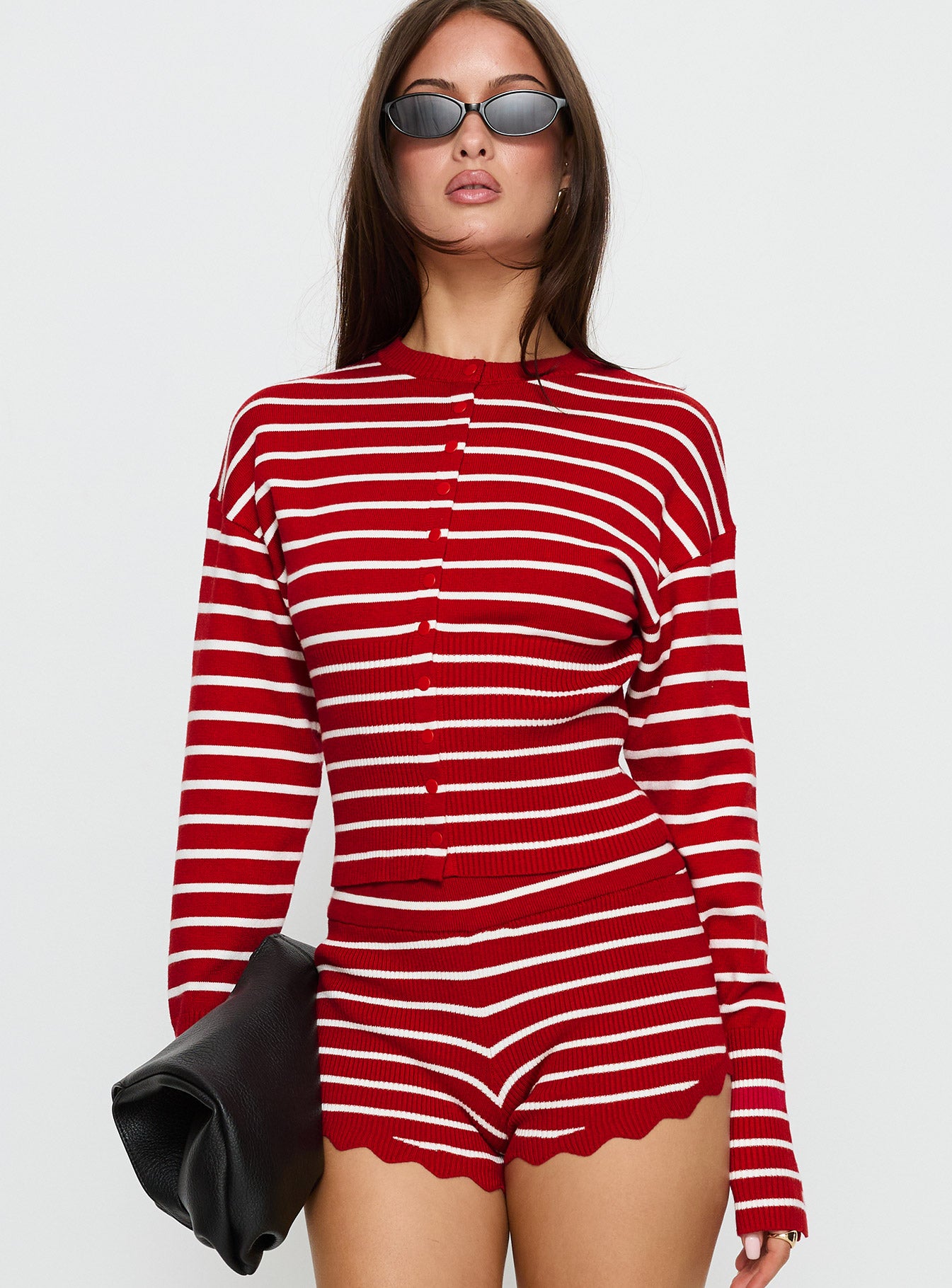 Head In The Clouds Cardigan Crimson Stripe-Vipp Girl