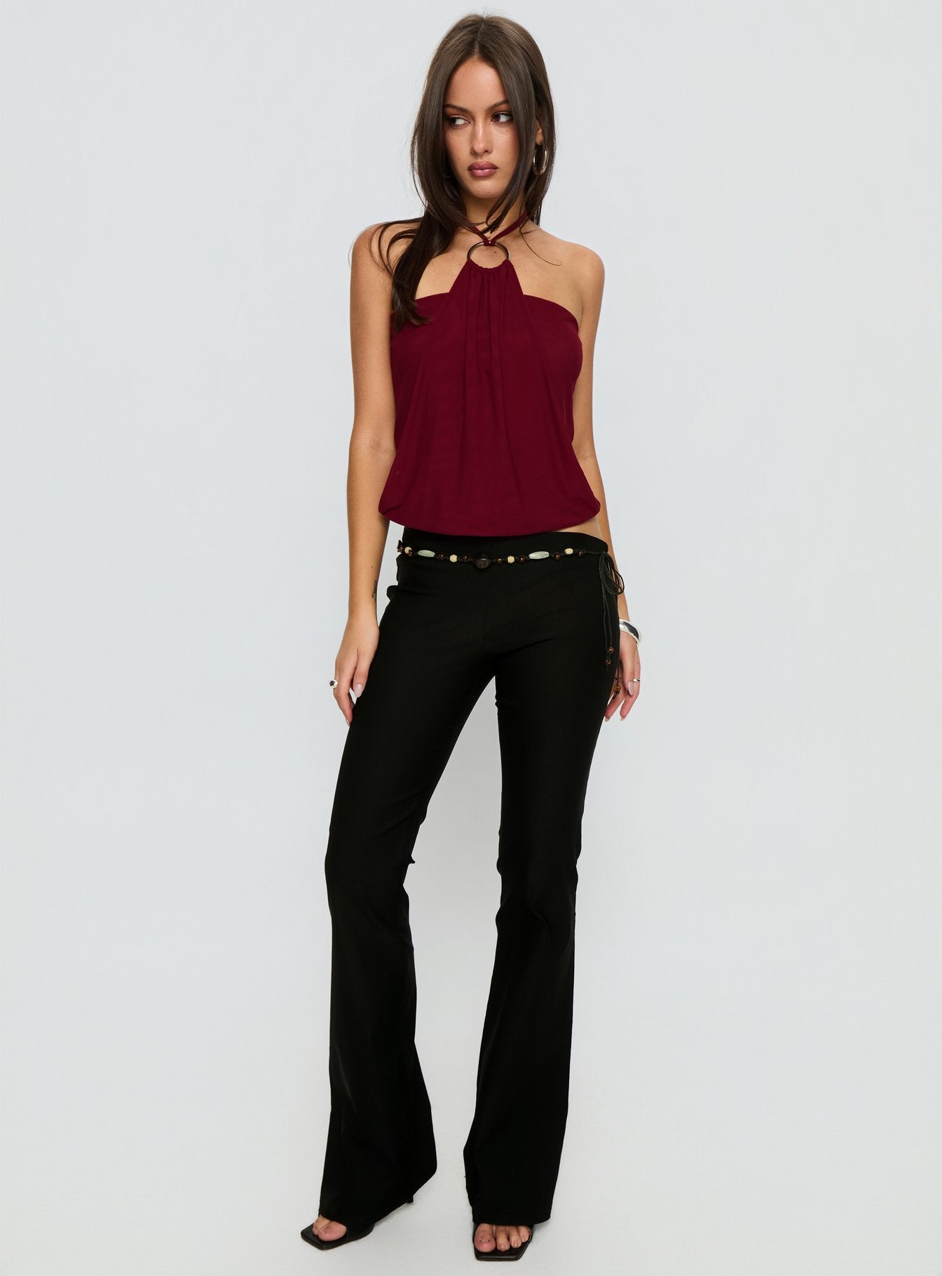 Krislynn Button Belt Pants Black-Vipp Girl