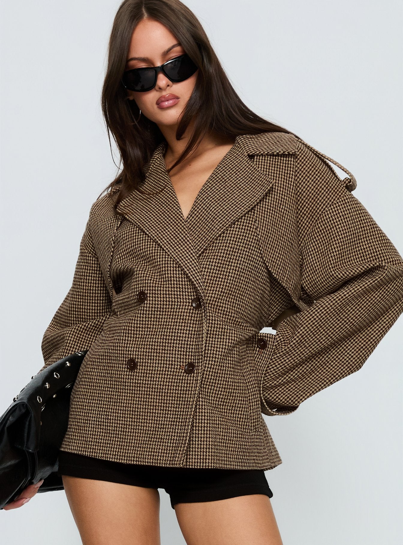 Brieanna Cropped Trench Coat Brown Check-Vipp Girl