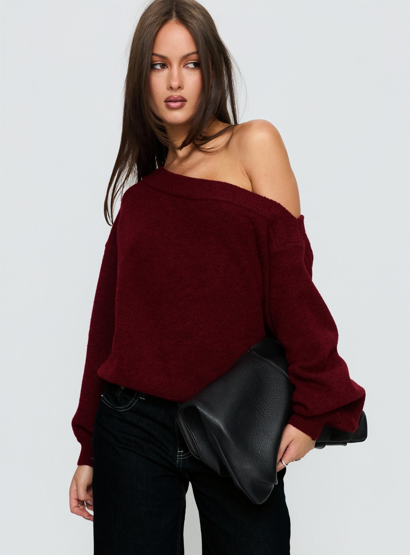 Noble Off The Shoulder Sweater Red-Vipp Girl