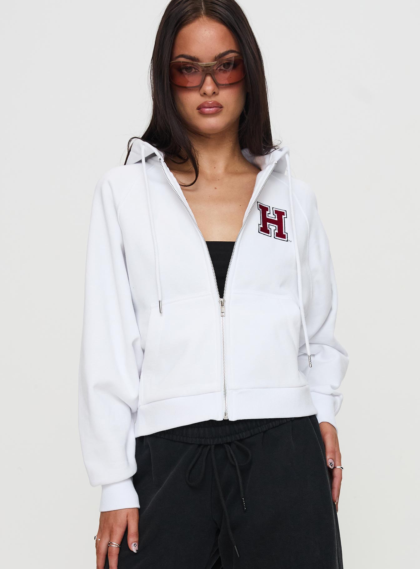 Harvard Raglan Zip Up White / Red-Vipp Girl