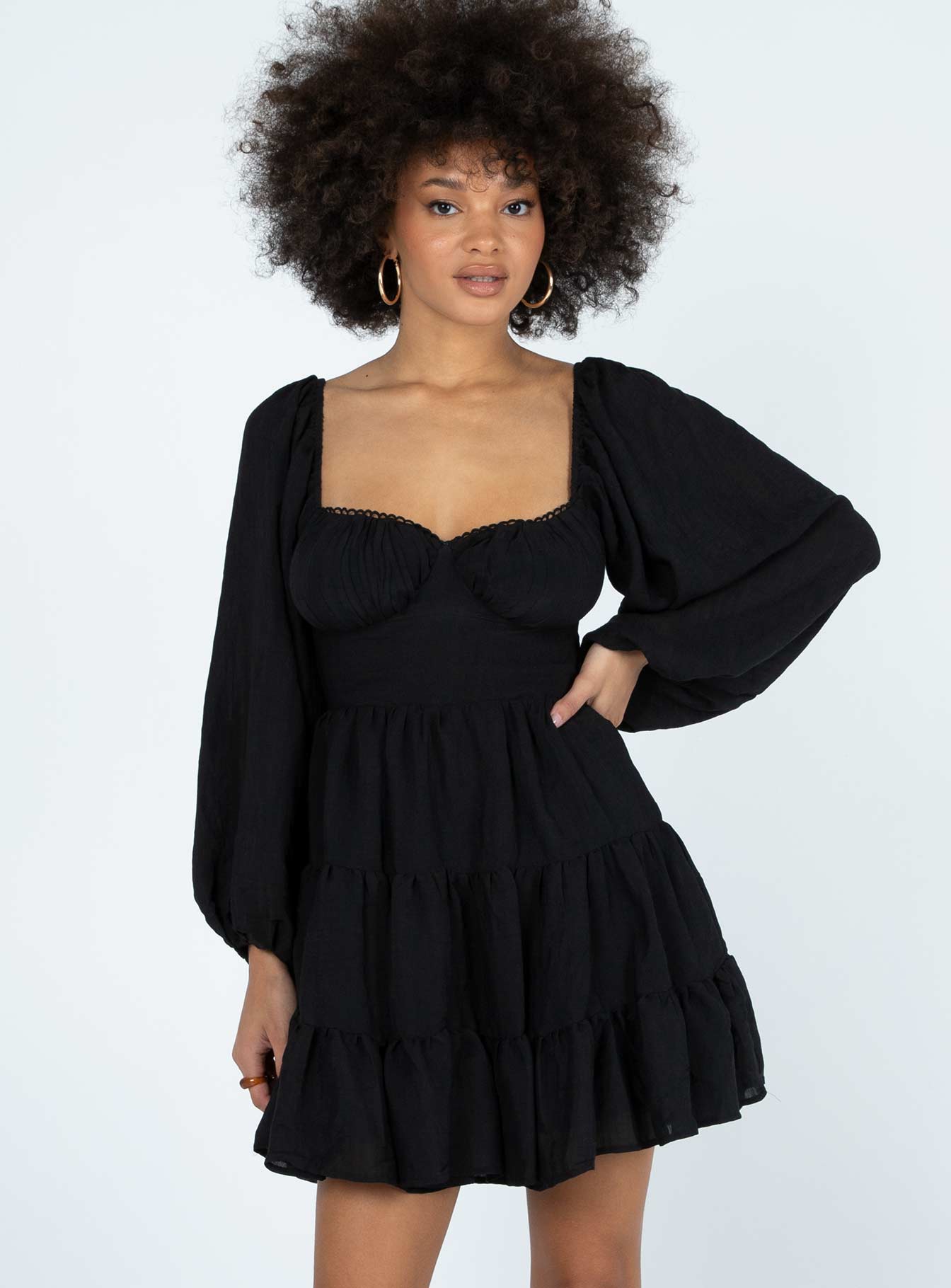 Danny Long Sleeve Mini Dress Black-Vipp Girl