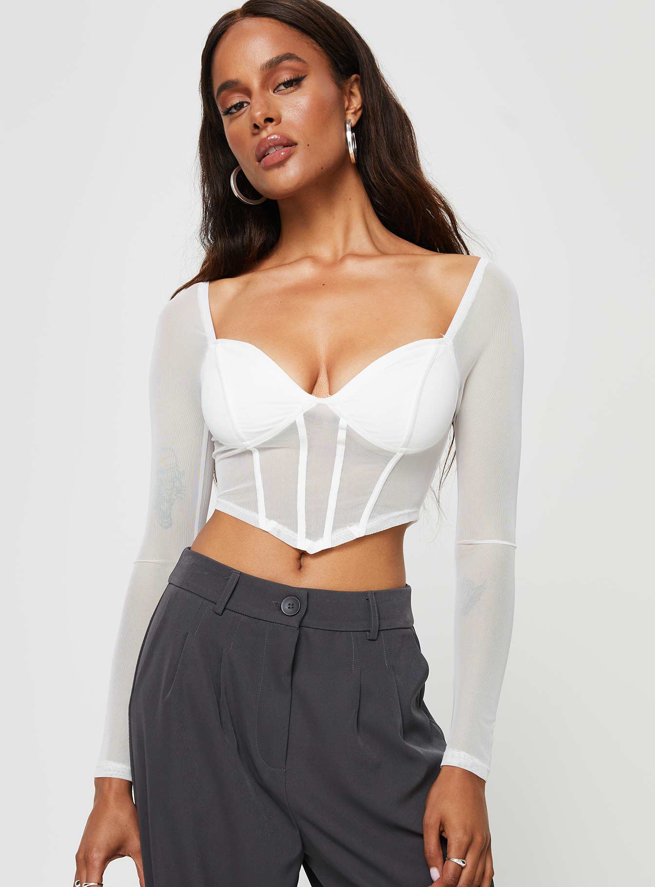 Maranta Long Sleeve Top White-Vipp Girl