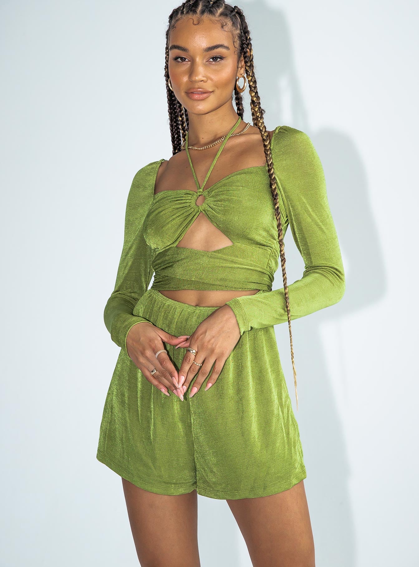 Loriella Long Sleeve Romper Green-Vipp Girl