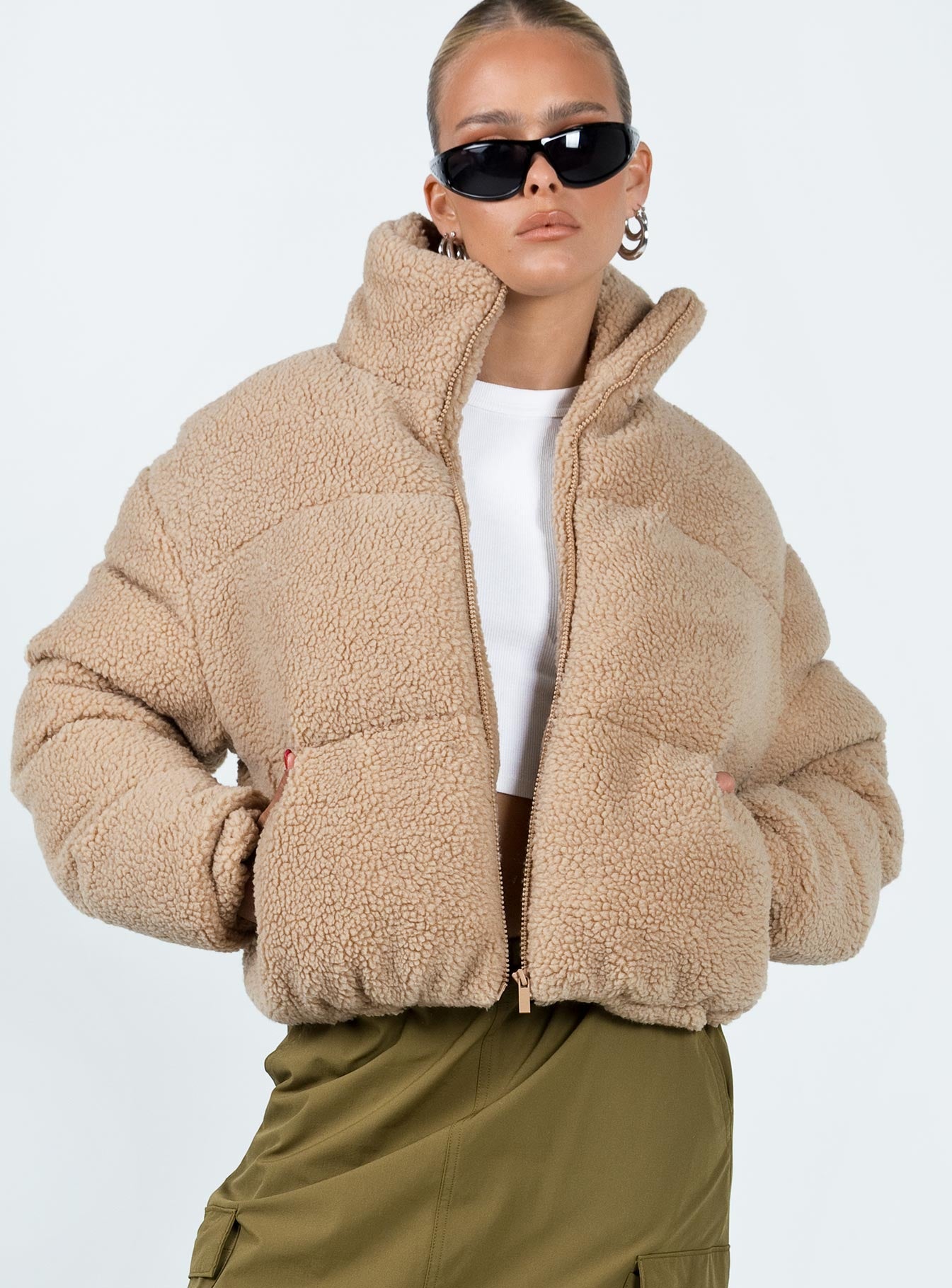 Bennie Teddy Puffer Jacket Beige-Vipp Girl