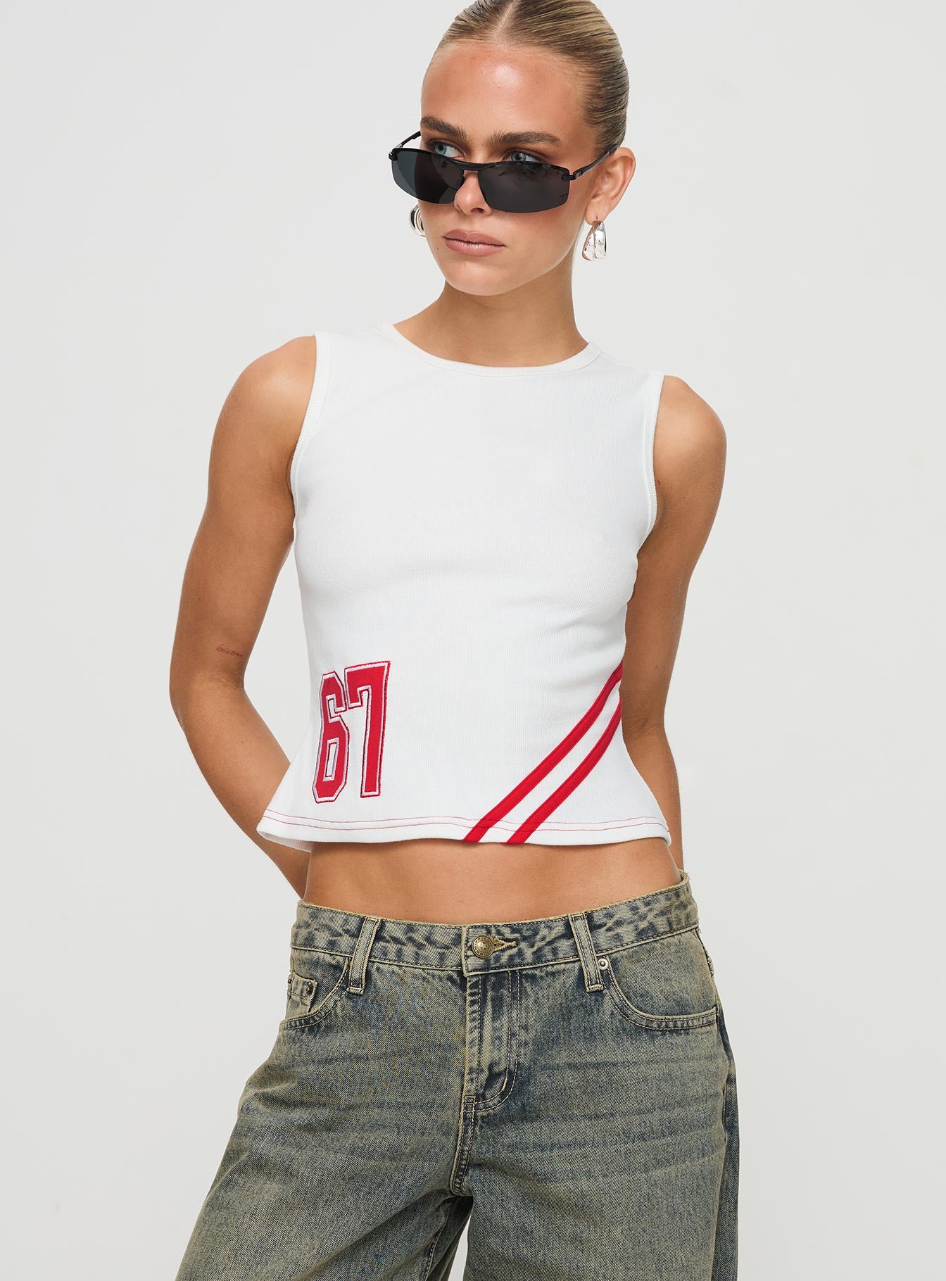 Fast 67 Tank Top White / Red-Vipp Girl