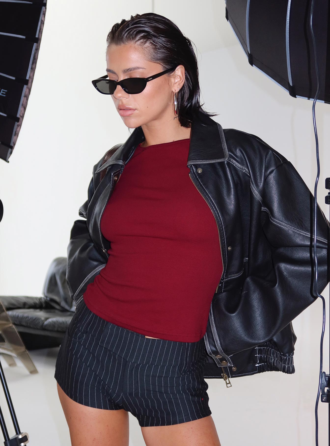 Minette Micro Shorts Black Pinstripe Tall-Vipp Girl