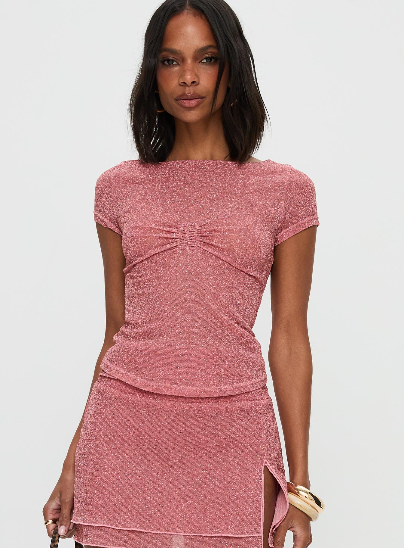 Crystal Clear Mesh Top Pink-Vipp Girl