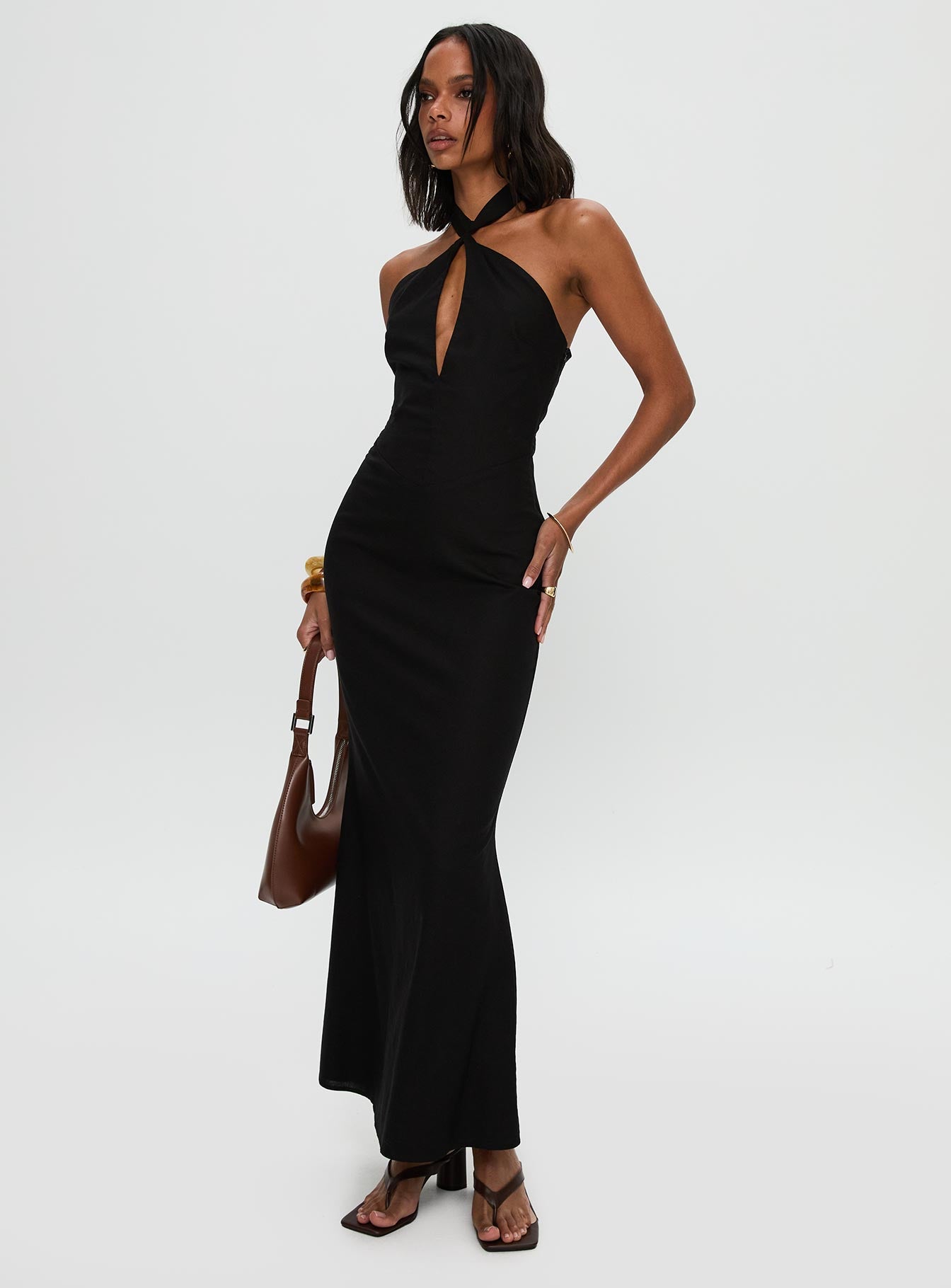 Rapture Halter Maxi Dress Black-Vipp Girl