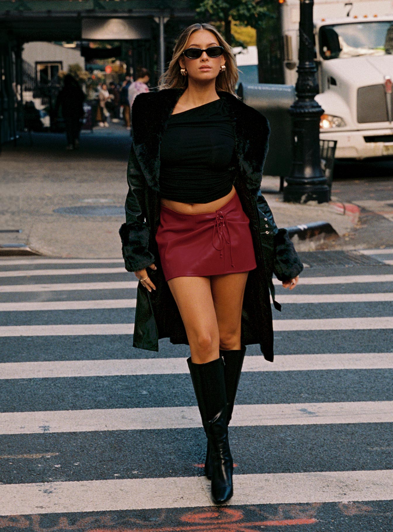 Brooklyn Faux Leather Long Coat Black-Vipp Girl