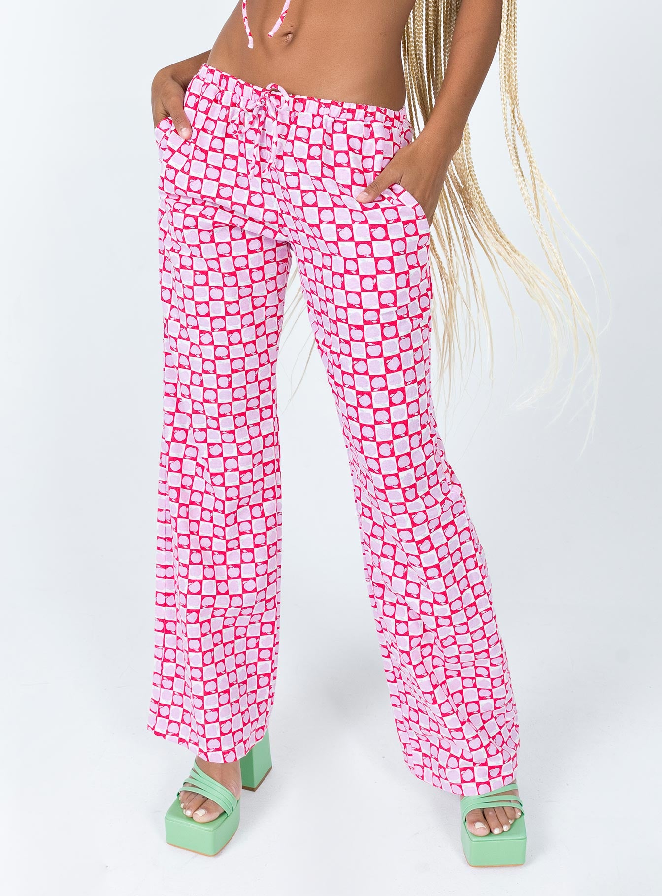 Motel Raya Trouser Apple Check Blush Red-Vipp Girl