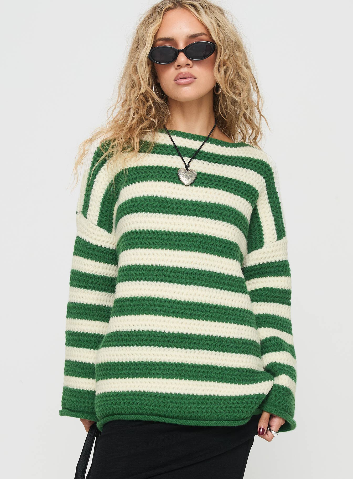 Brando Knit Sweater Green / Cream Stripe-Vipp Girl