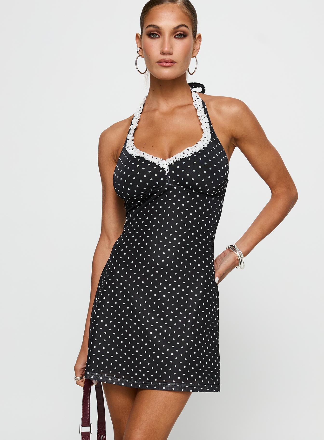 Black Beauty Halter Mini Dress Black / Polka-Vipp Girl