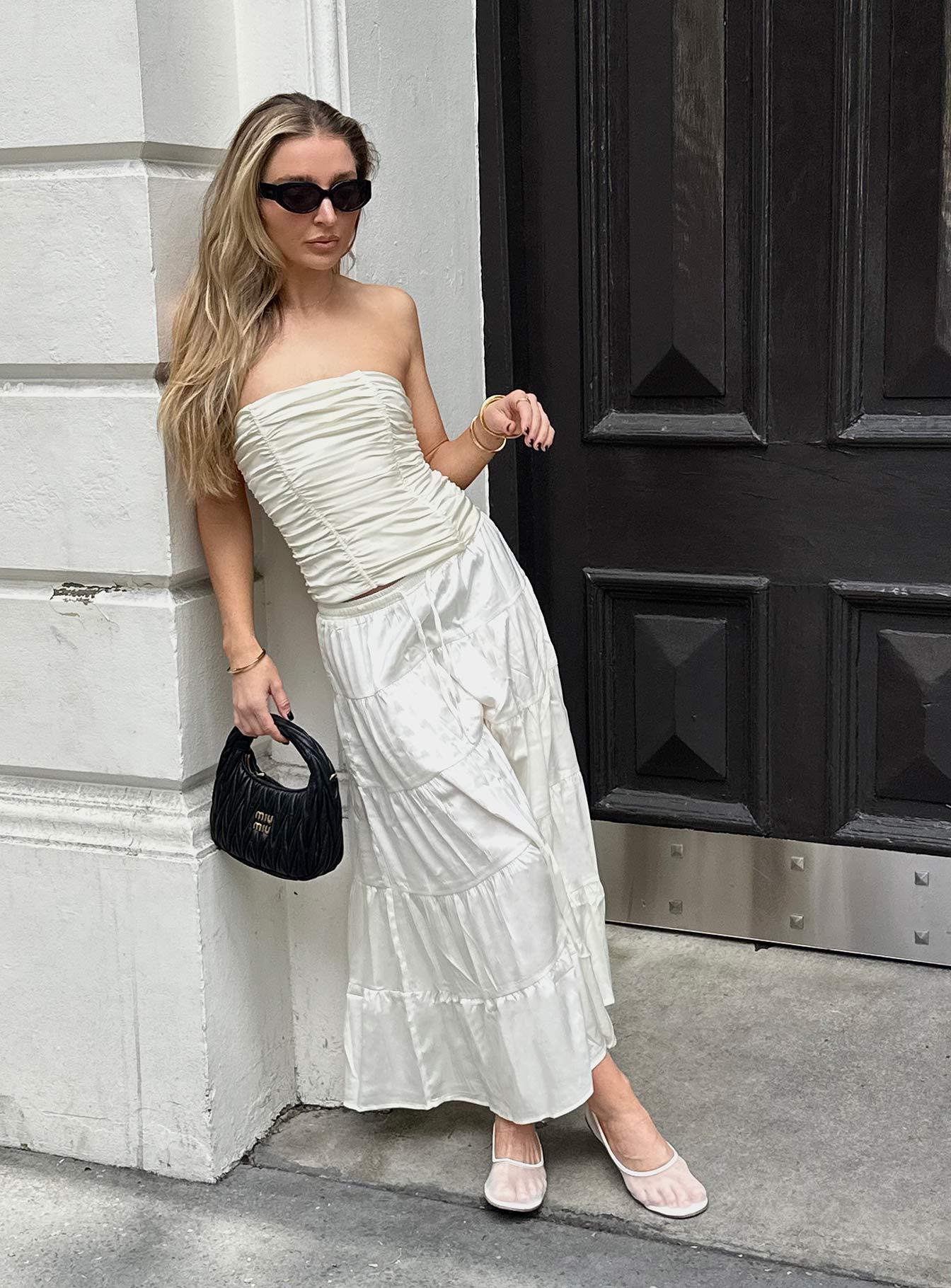 Keira Tiered Maxi Skirt Porcelain-Vipp Girl