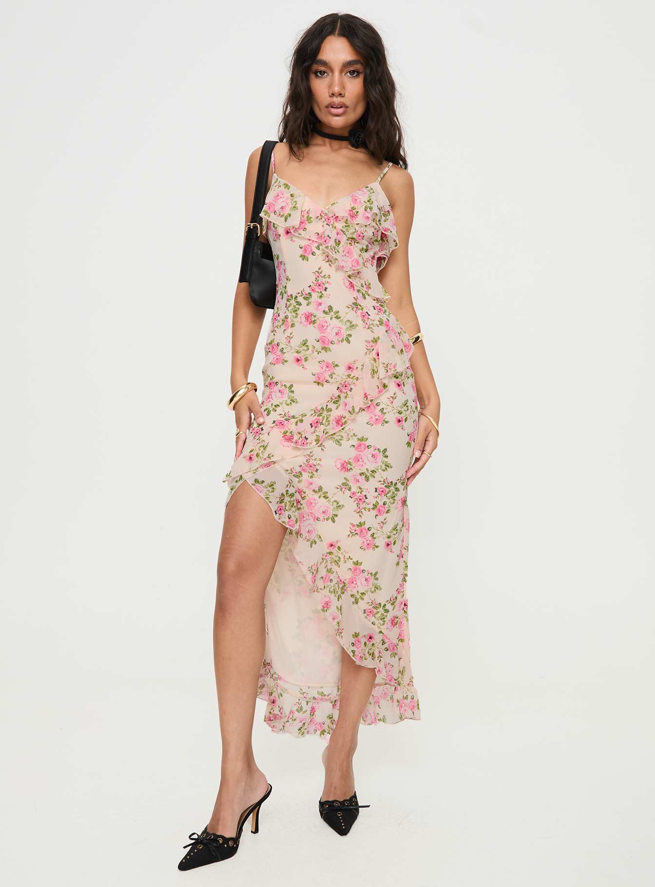 Garys Midi Dress Cream Floral-Vipp Girl