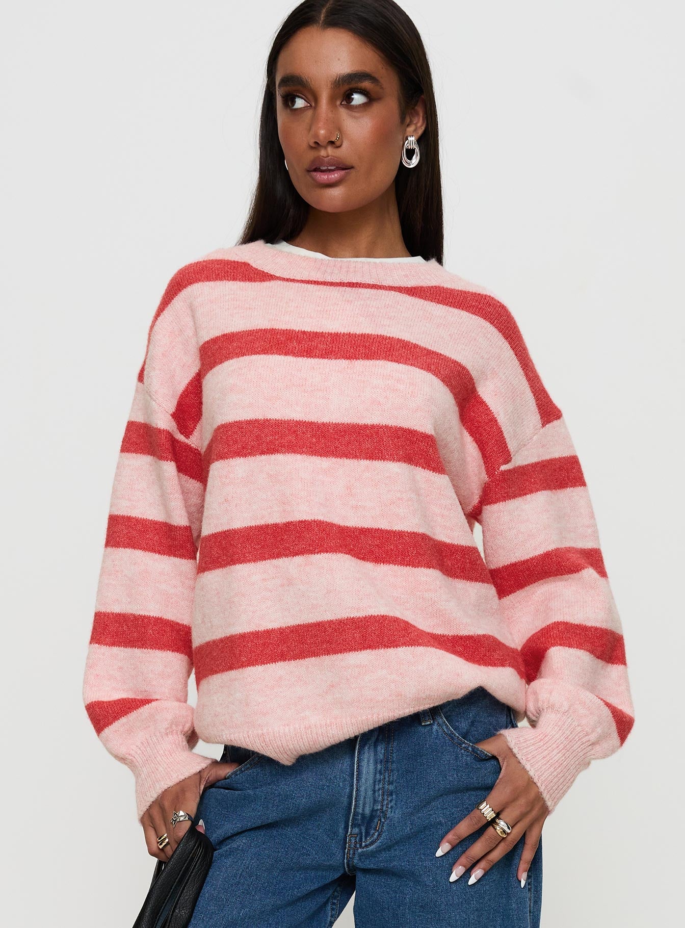 Ryanna Sweater Pink / Red Stripe-Vipp Girl