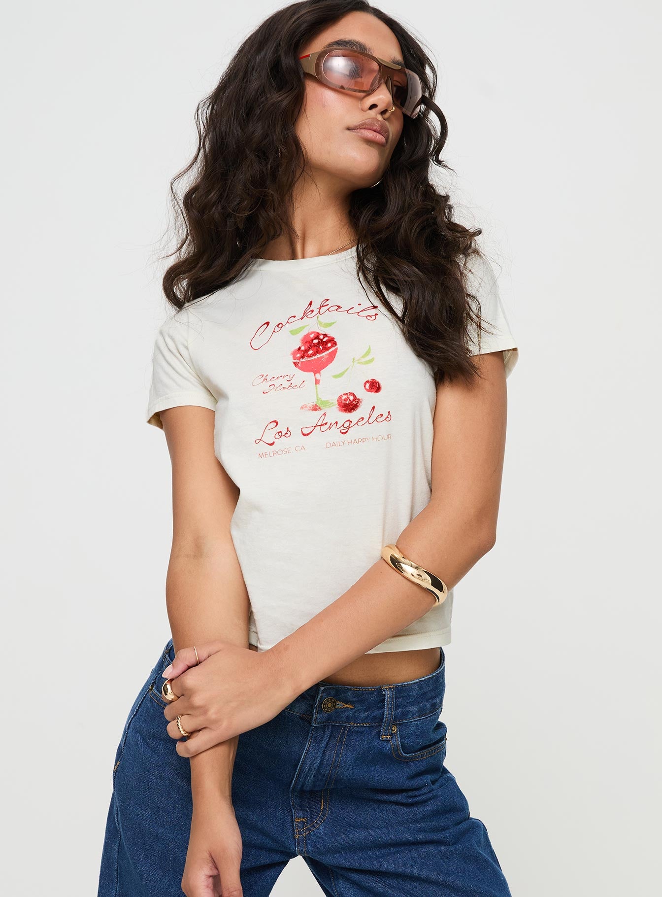 Cherry Cocktails Tee Cream-Vipp Girl