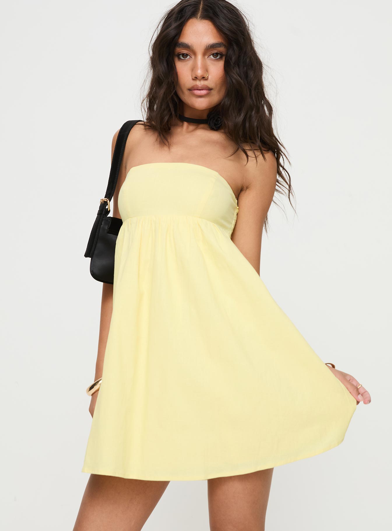 Osment Strapless Mini Dress Lemon-Vipp Girl