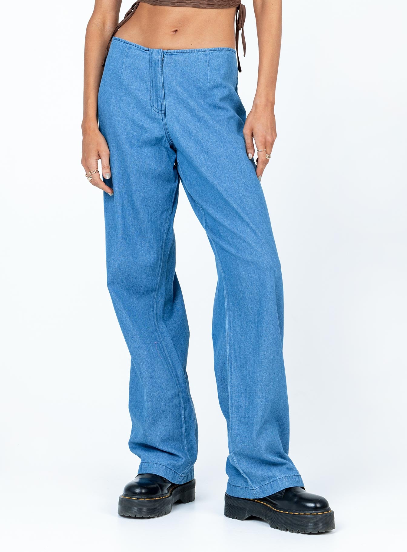 Motel Sedna Trouser Denim Stone Wash Blue-Vipp Girl