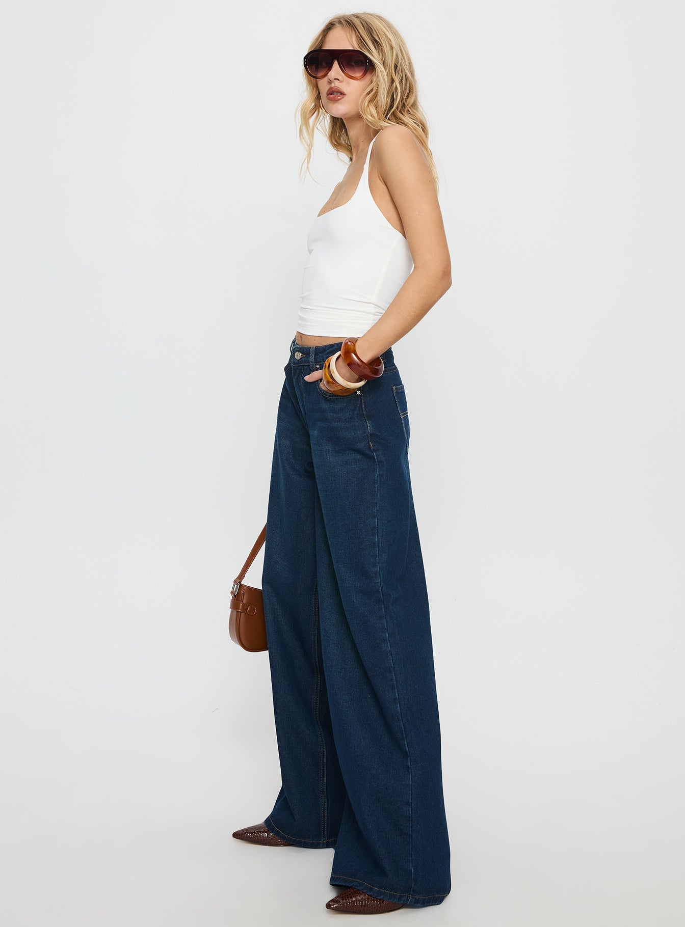 Naylor Mid Rise Wide Leg Jeans Mid Blue Denim Tall-Vipp Girl