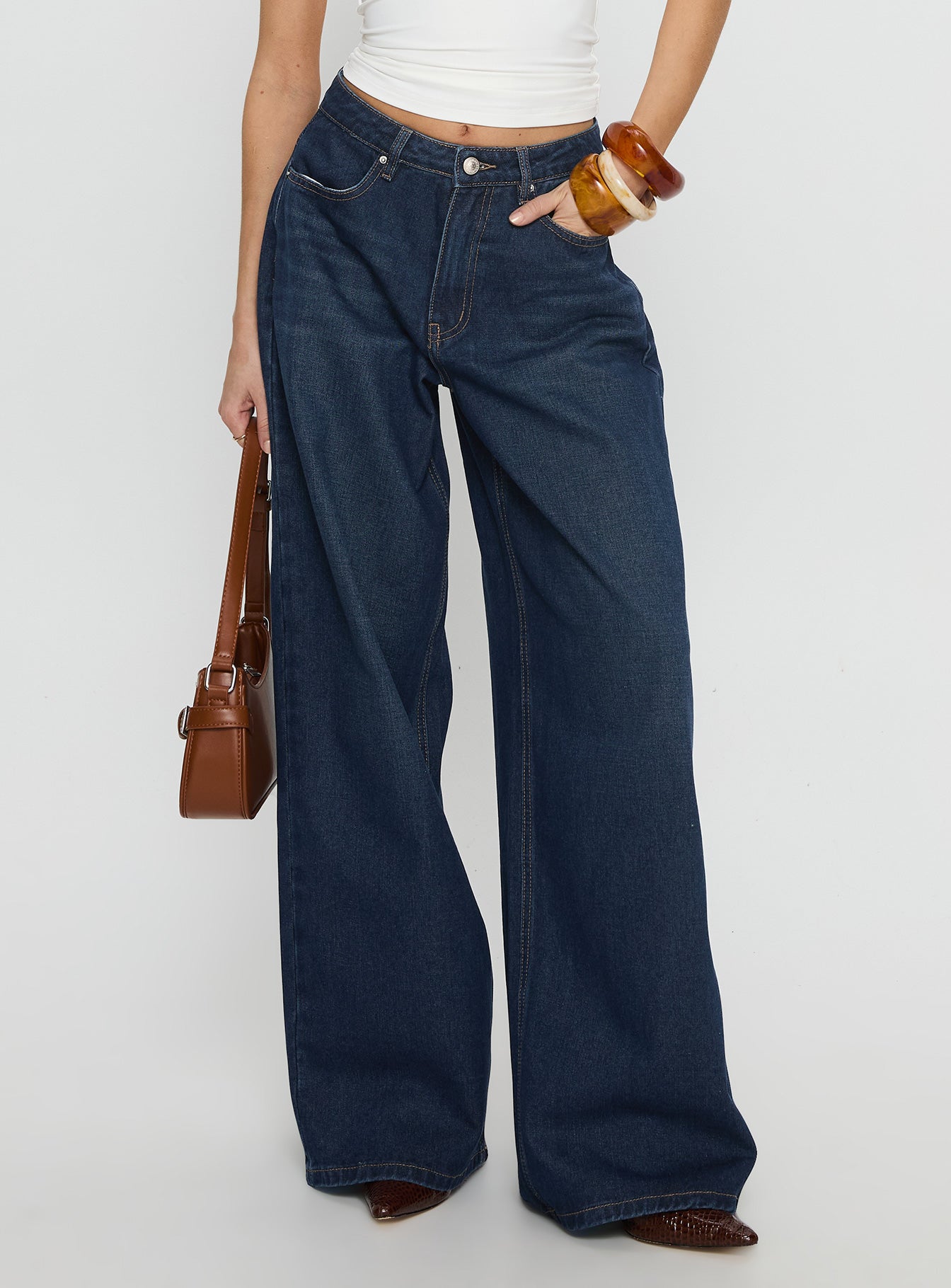 Naylor Mid Rise Wide Leg Jeans Mid Blue Denim Tall-Vipp Girl