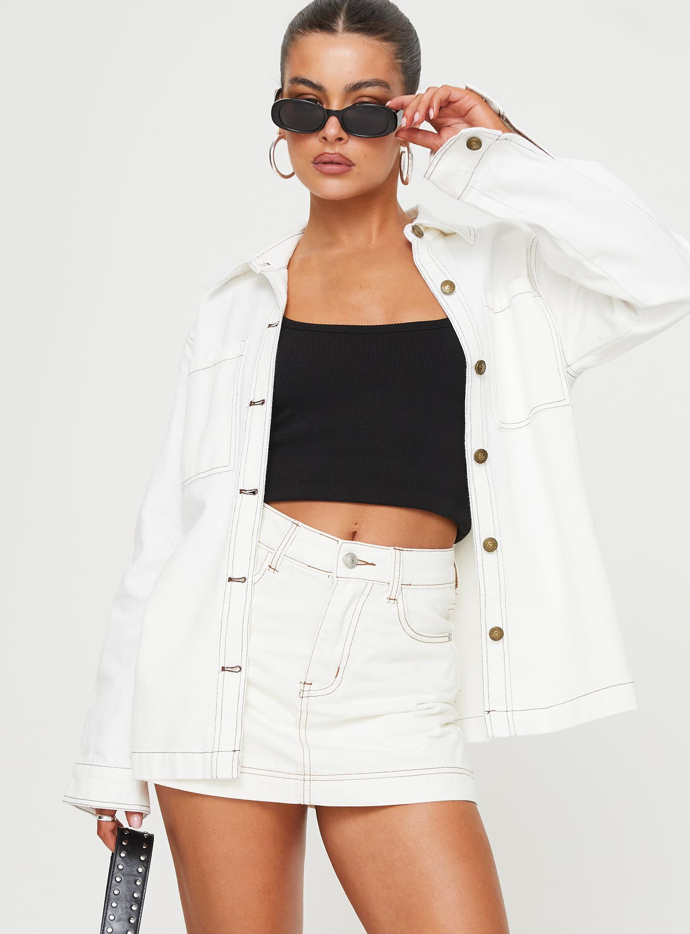 Katlynne Denim Mini Skort White-Vipp Girl