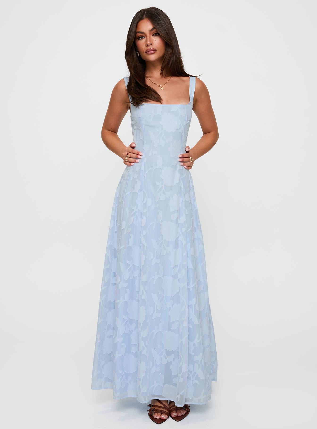 Margaux Burnout Maxi Dress Blue-Vipp Girl
