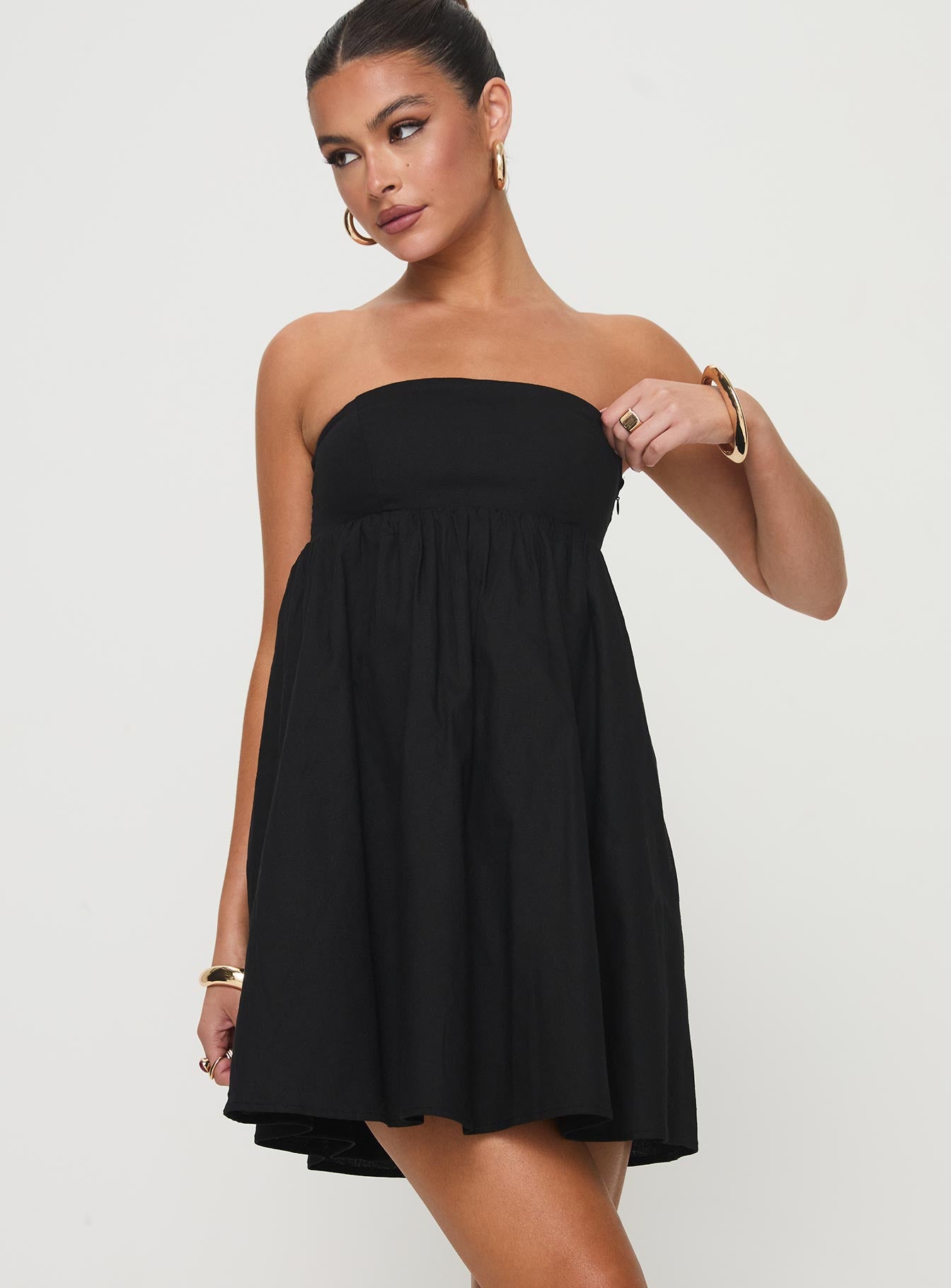 Osment Strapless Mini Dress Black-Vipp Girl