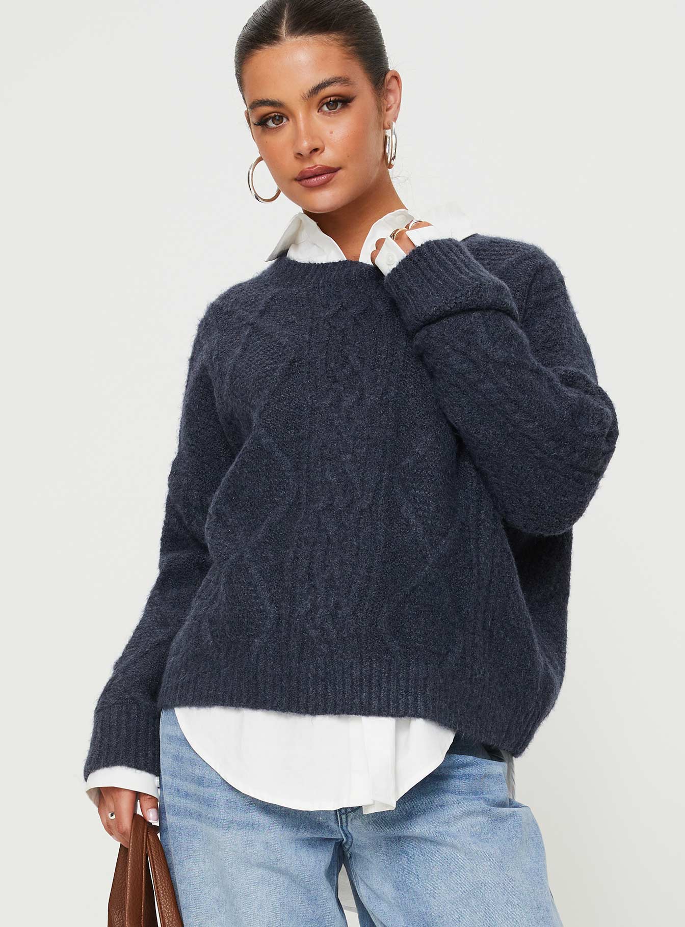 Canlish Cable Knit Sweater Navy-Vipp Girl