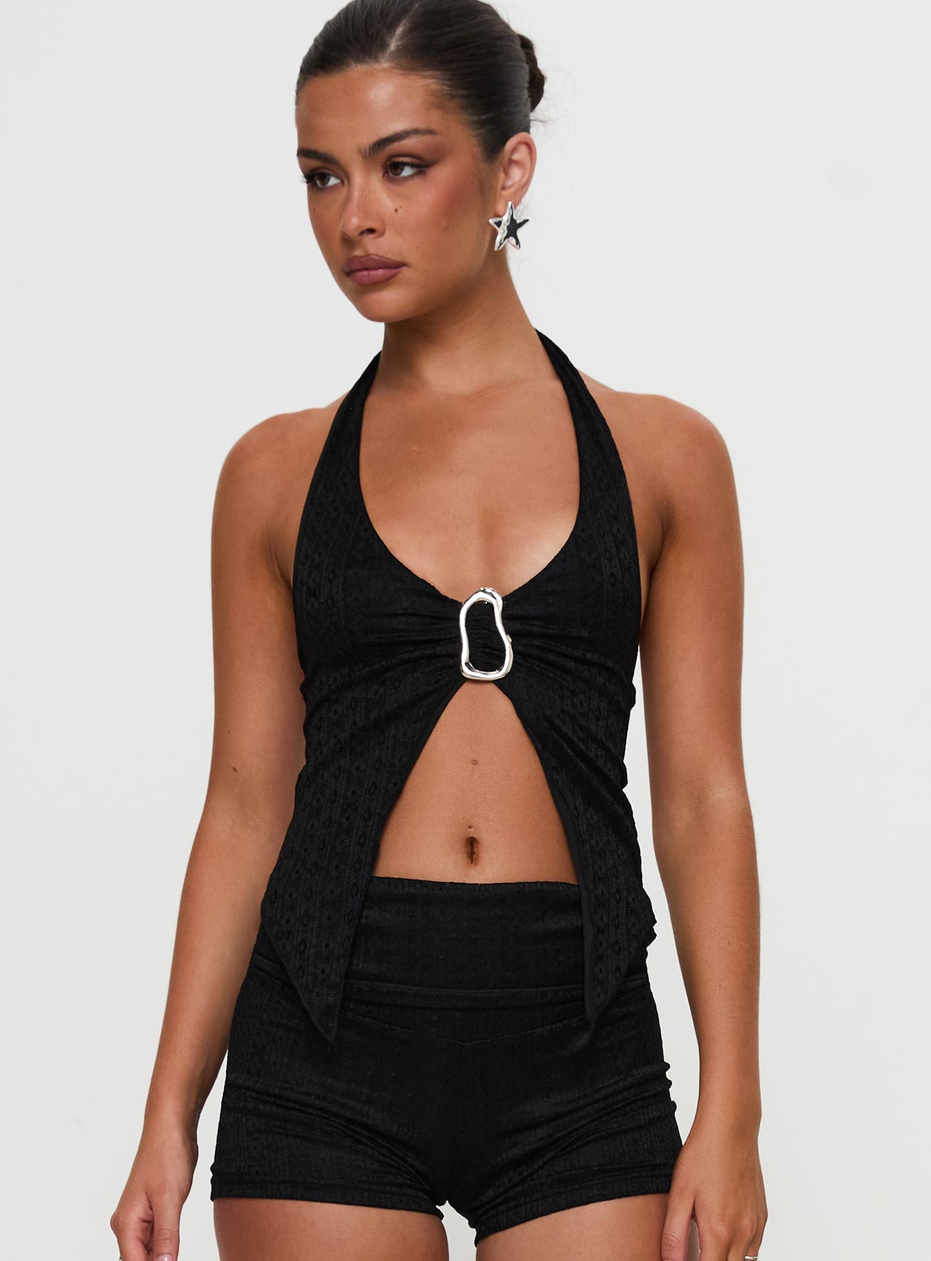 Moderna Halter Lace Top Black-Vipp Girl