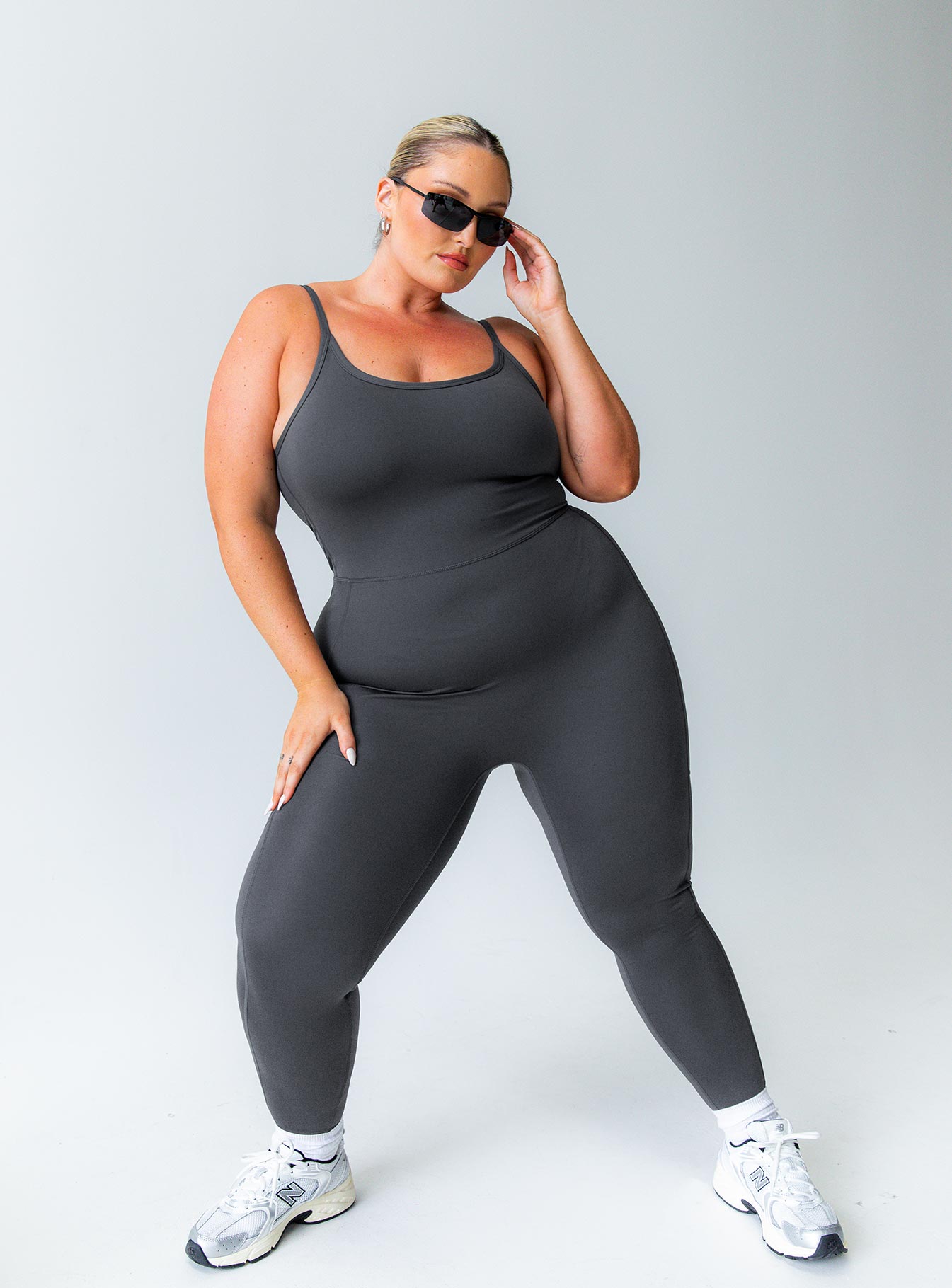 Go Getter Activewear Jumpsuit Grey Curve-Vipp Girl