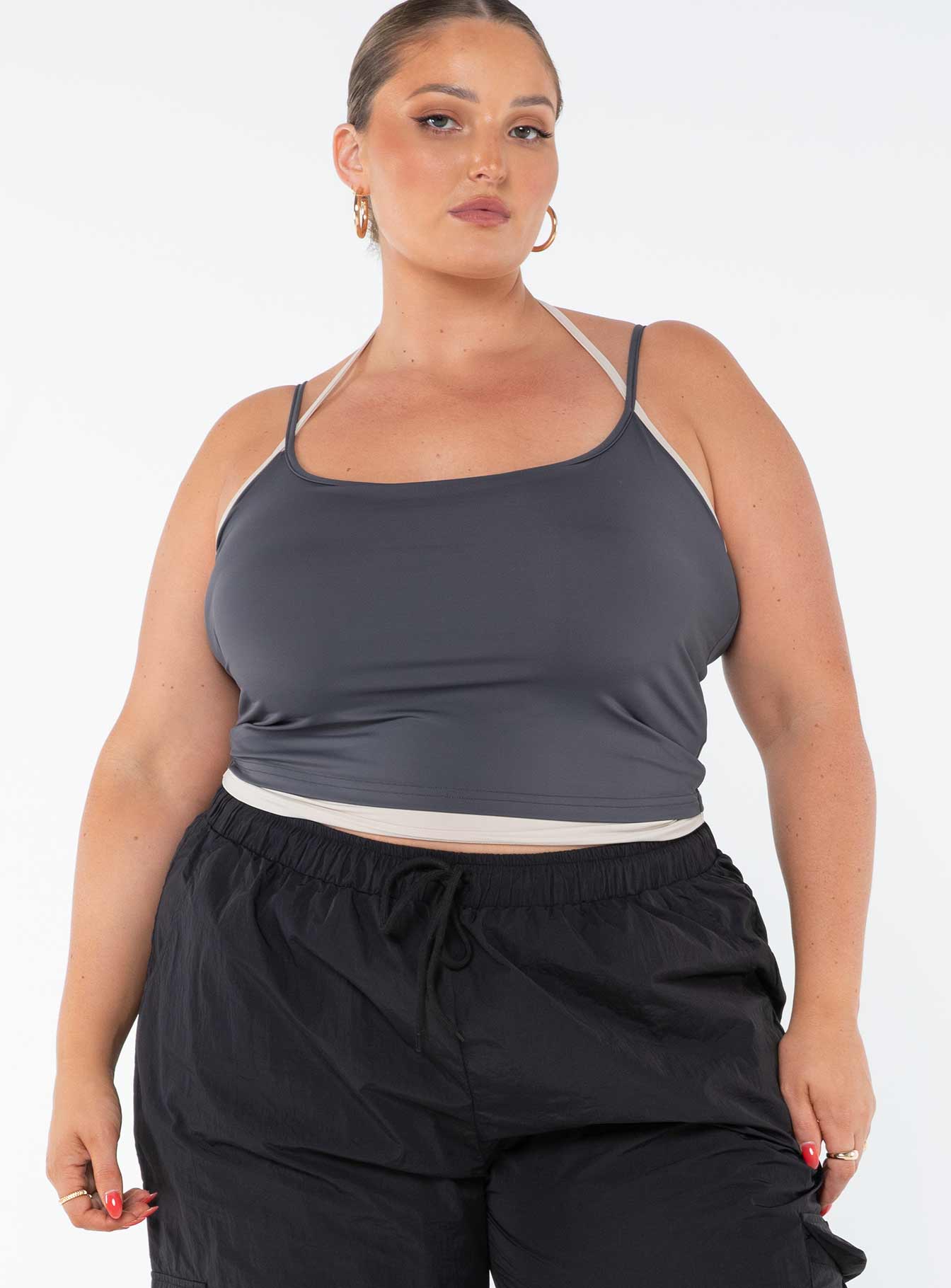 Premier Layered Tank Top Slate Curve-Vipp Girl