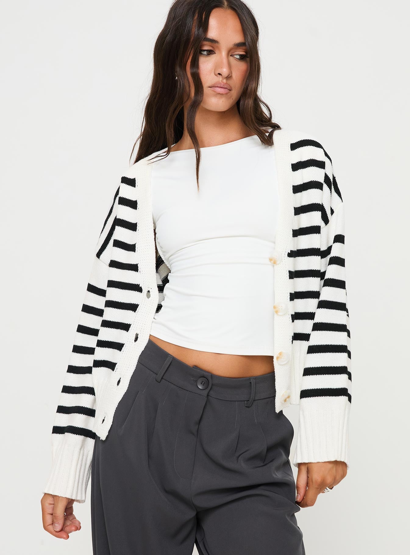 Karlson Striped Cardigan Cream / Black-Vipp Girl