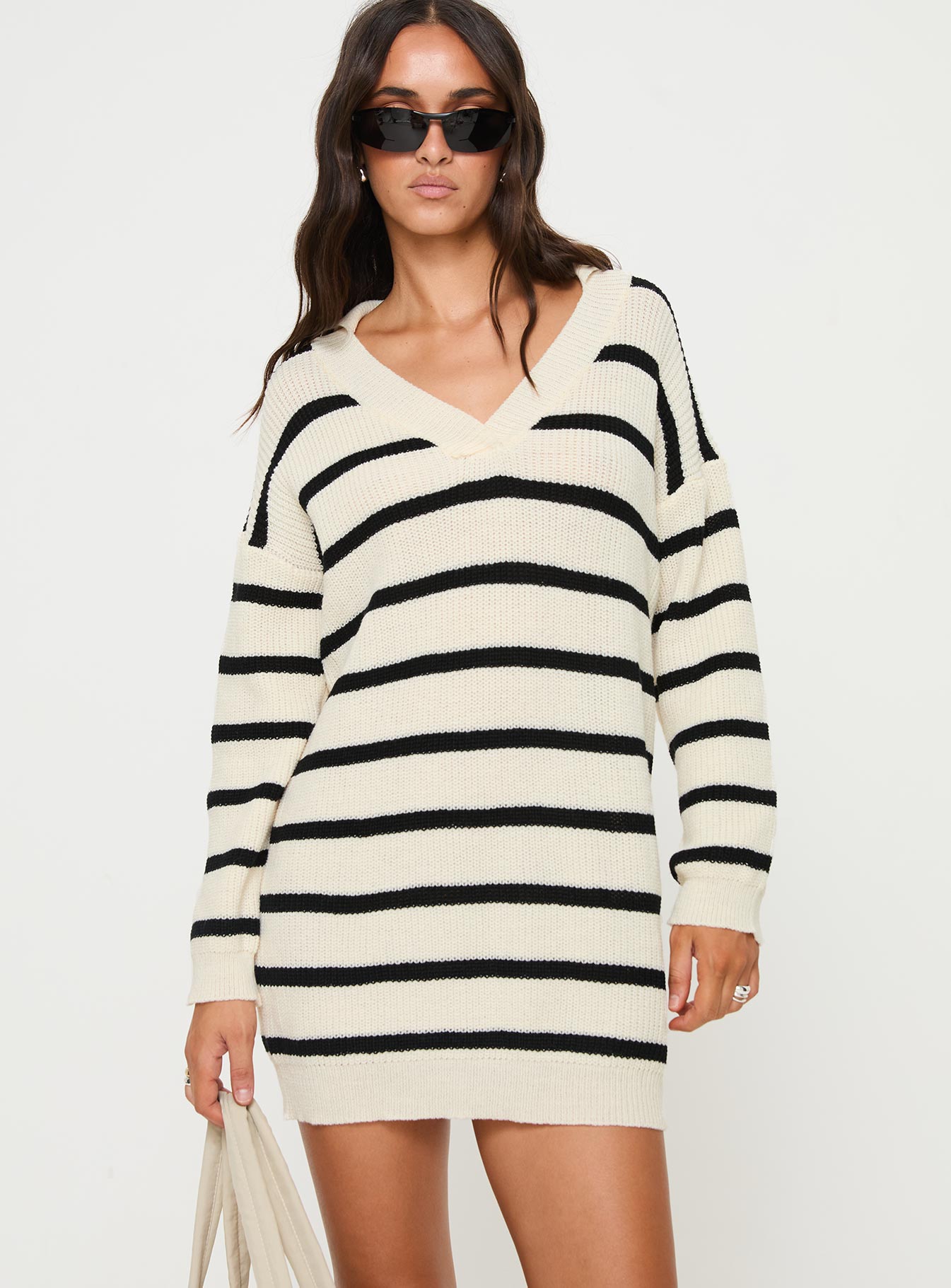 Forte Sweater Mini Dress Black / Cream-Vipp Girl