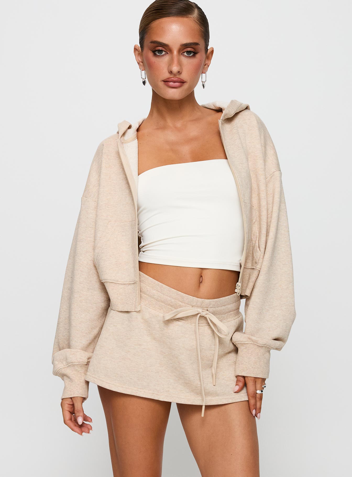 Down Low Fleece Skort Oat Marle-Vipp Girl