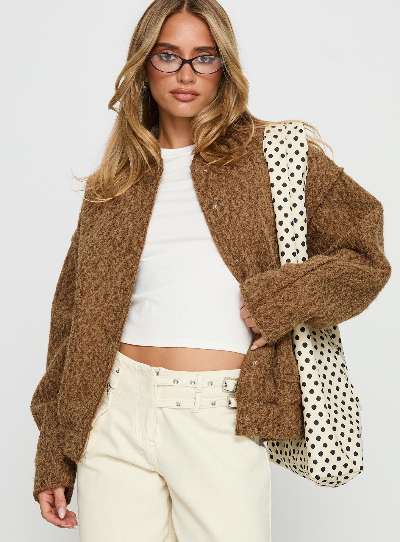 Kemberly Soft Textured Bomber Jacket Brown-Vipp Girl