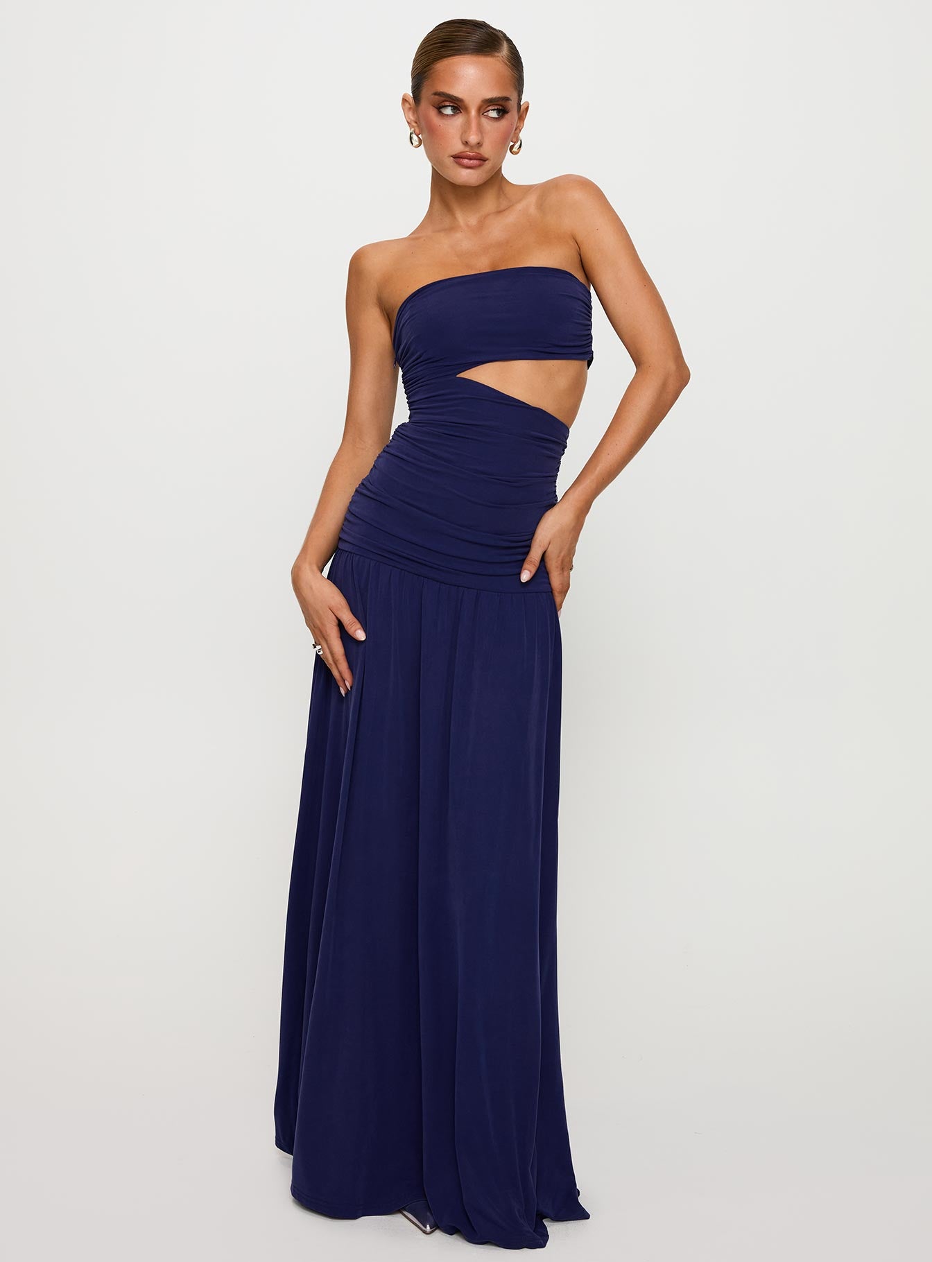 Grandeur Strapless Maxi Dress Navy-Vipp Girl