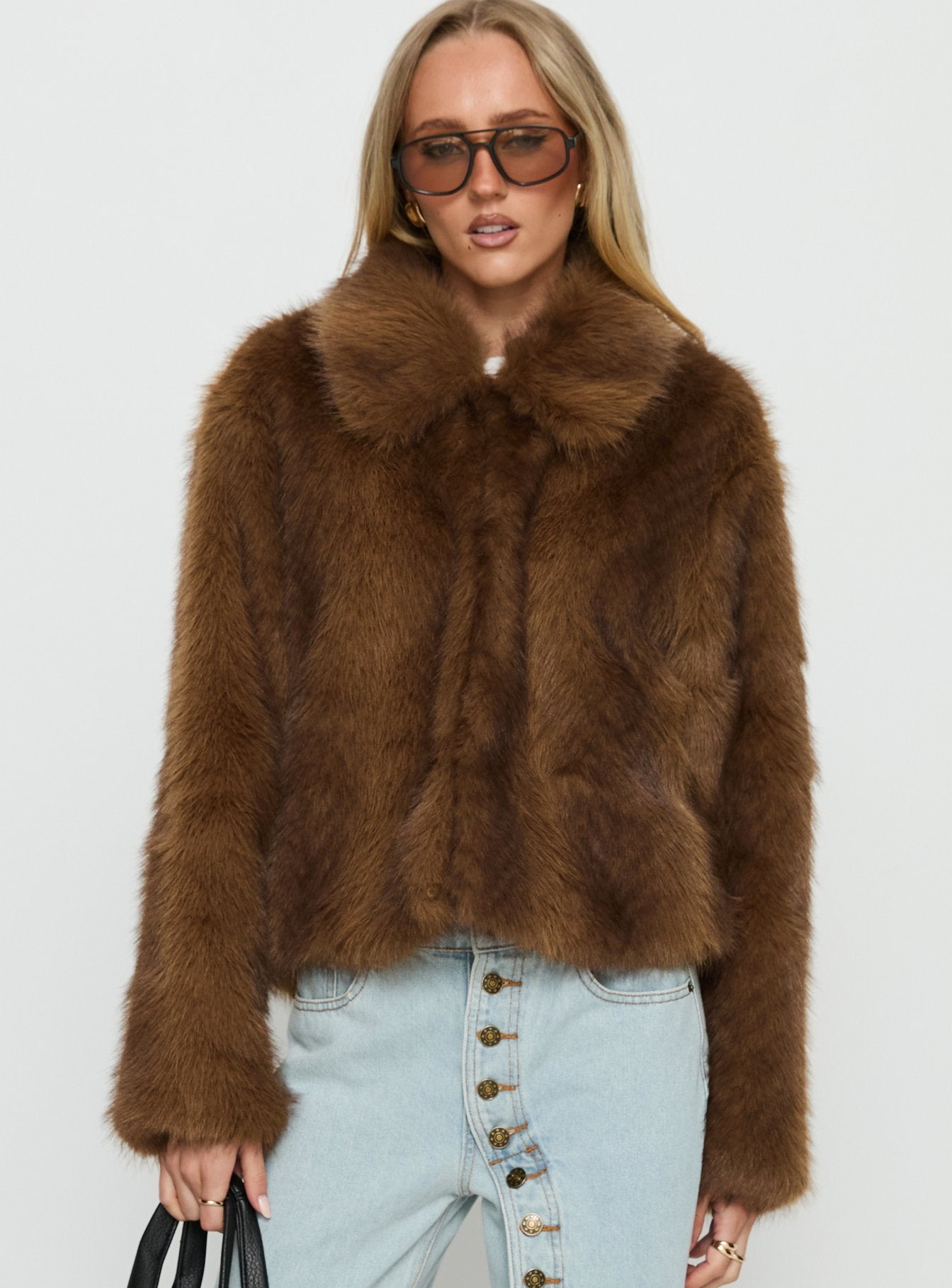 Dawnn Faux Fur Jacket Brown-Vipp Girl
