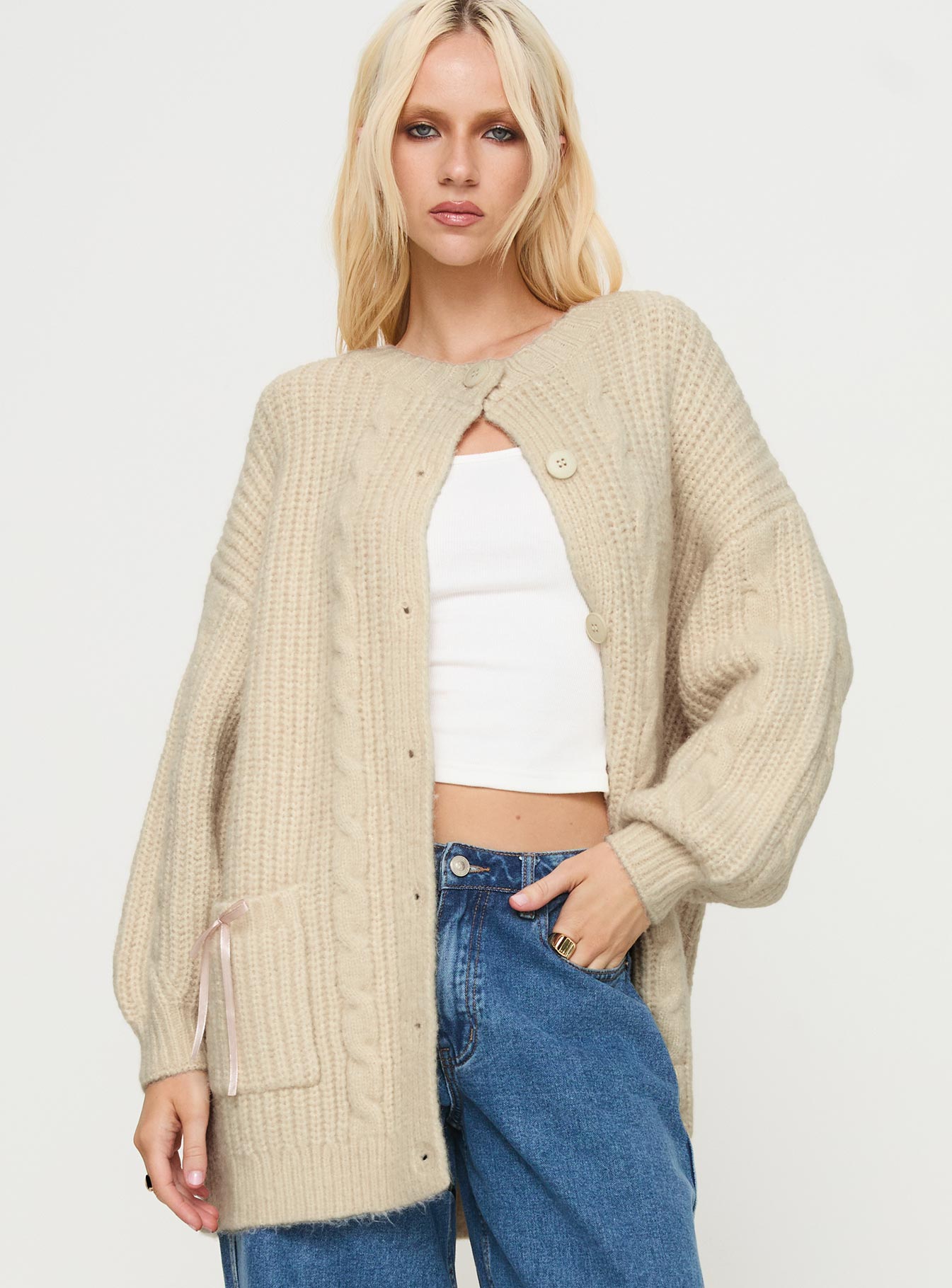 Cameliah Knit Cardigan Cream-Vipp Girl