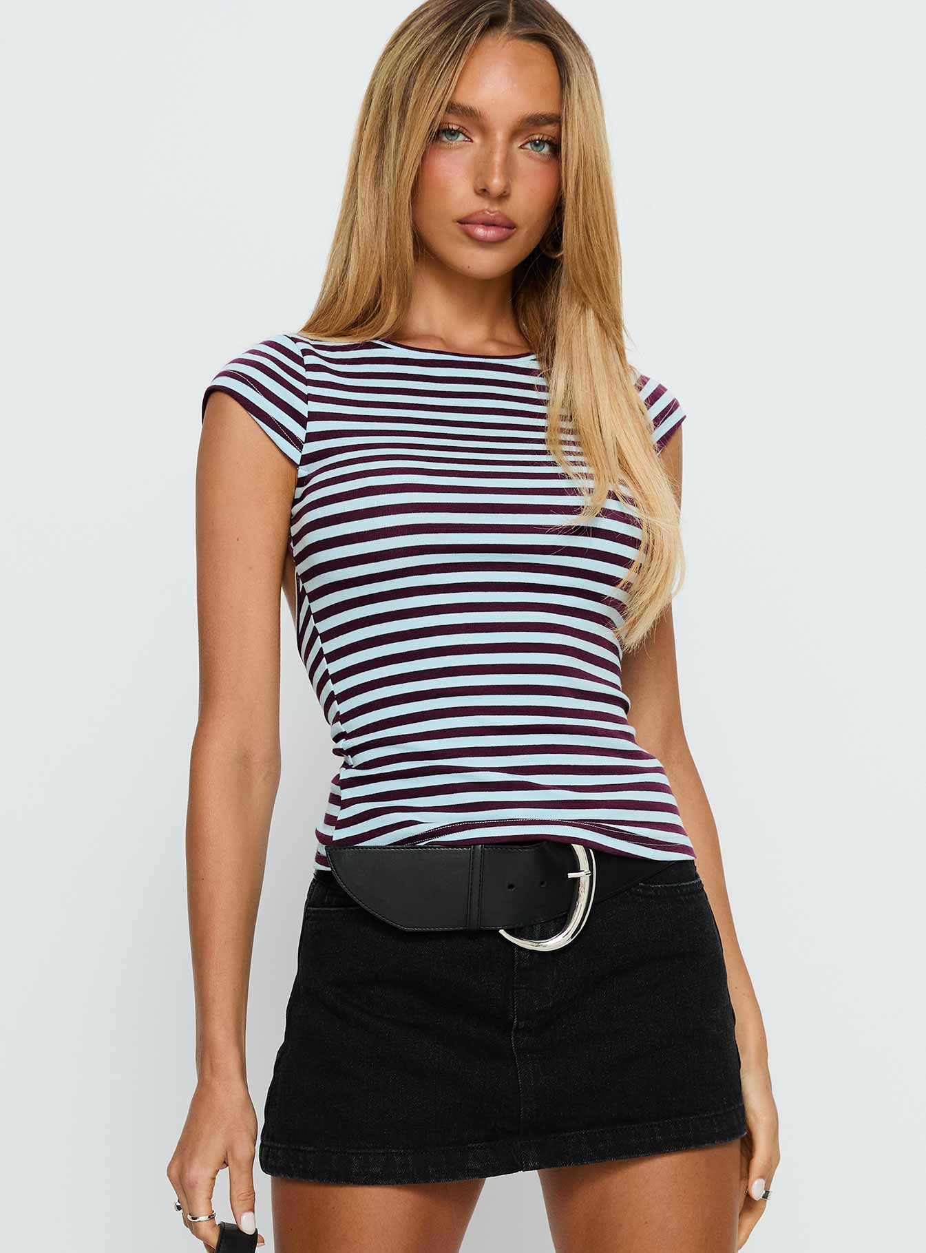 Drives Me Crazy Backless Top Blue Stripe-Vipp Girl