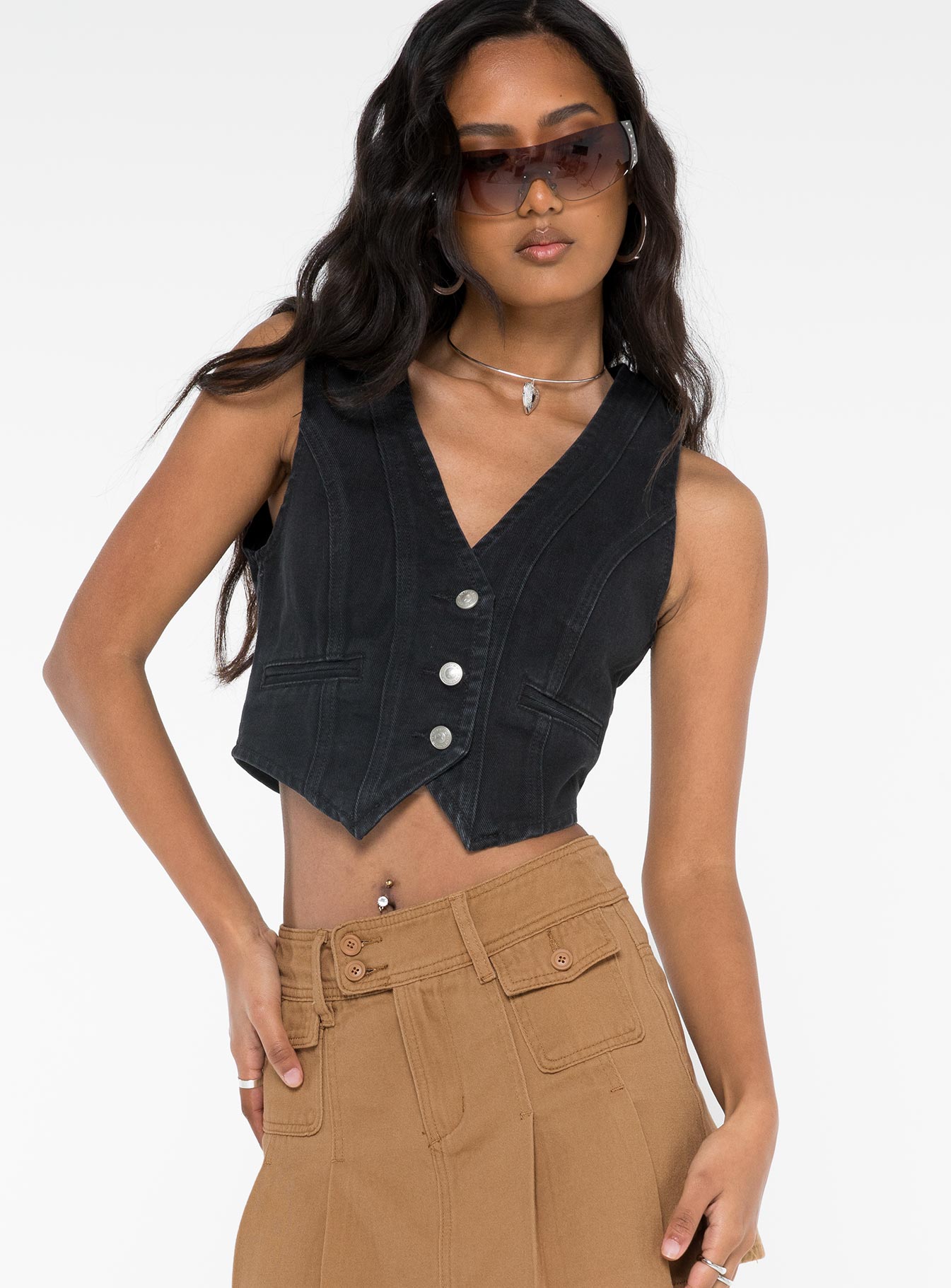 Burrows Denim Vest Black-Vipp Girl