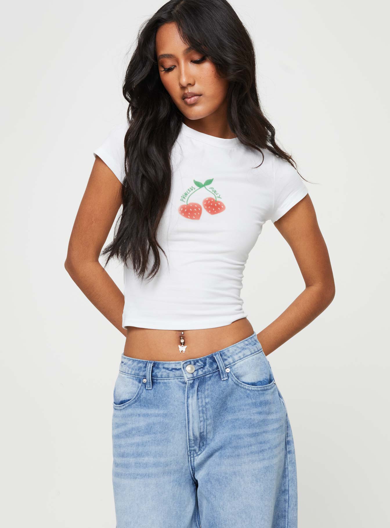 Cherry On Top Baby Tee White-Vipp Girl