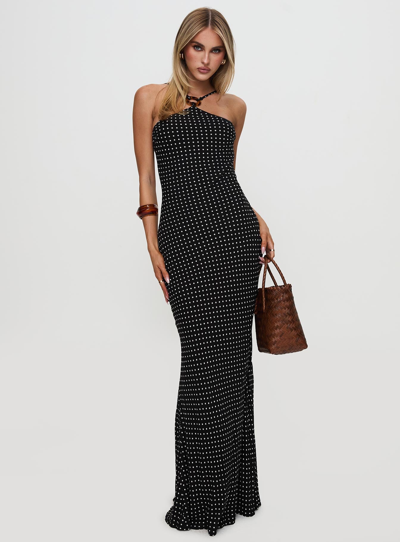 Evyn Halter Maxi Dress Polka Dot-Vipp Girl