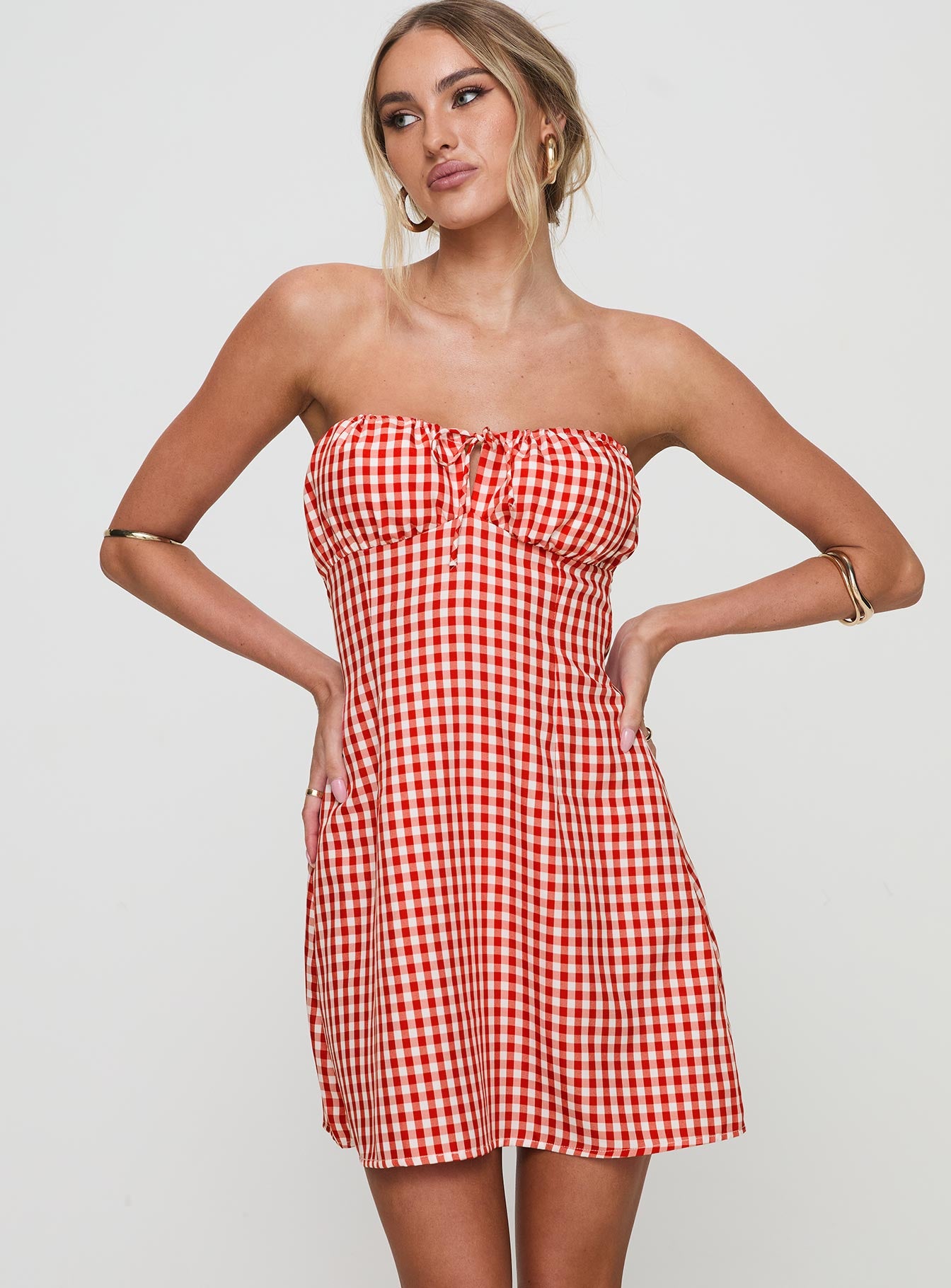 Double Date Mini Dress Red Gingham-Vipp Girl