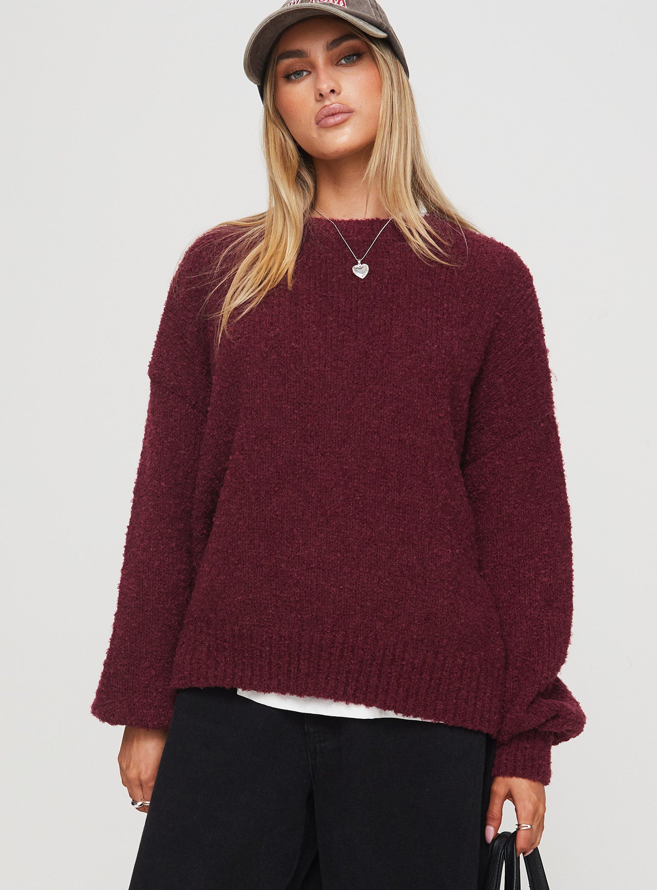 Niomie Knit Sweater Burgundy-Vipp Girl