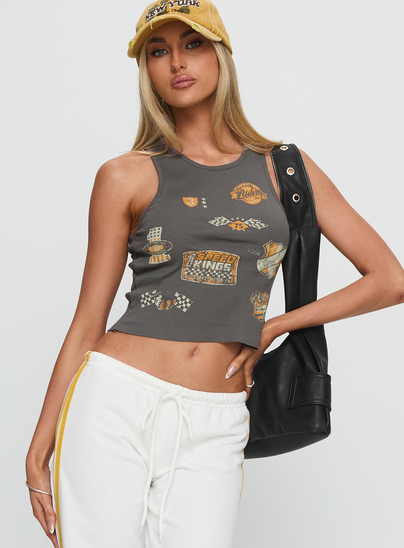 Need For Speed Tank Top Charcoal-Vipp Girl