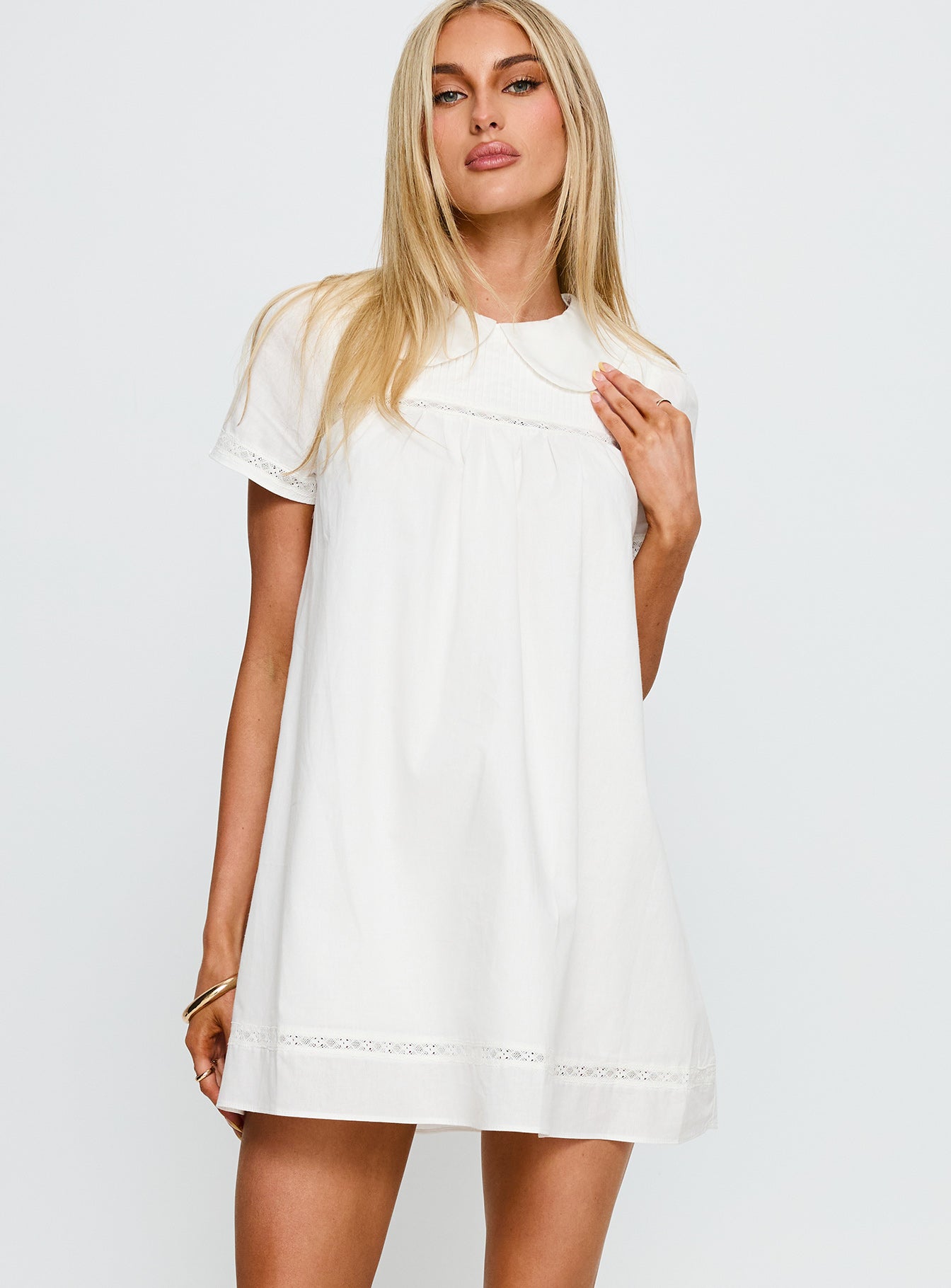 Bethanne Babydoll Mini Dress White-Vipp Girl