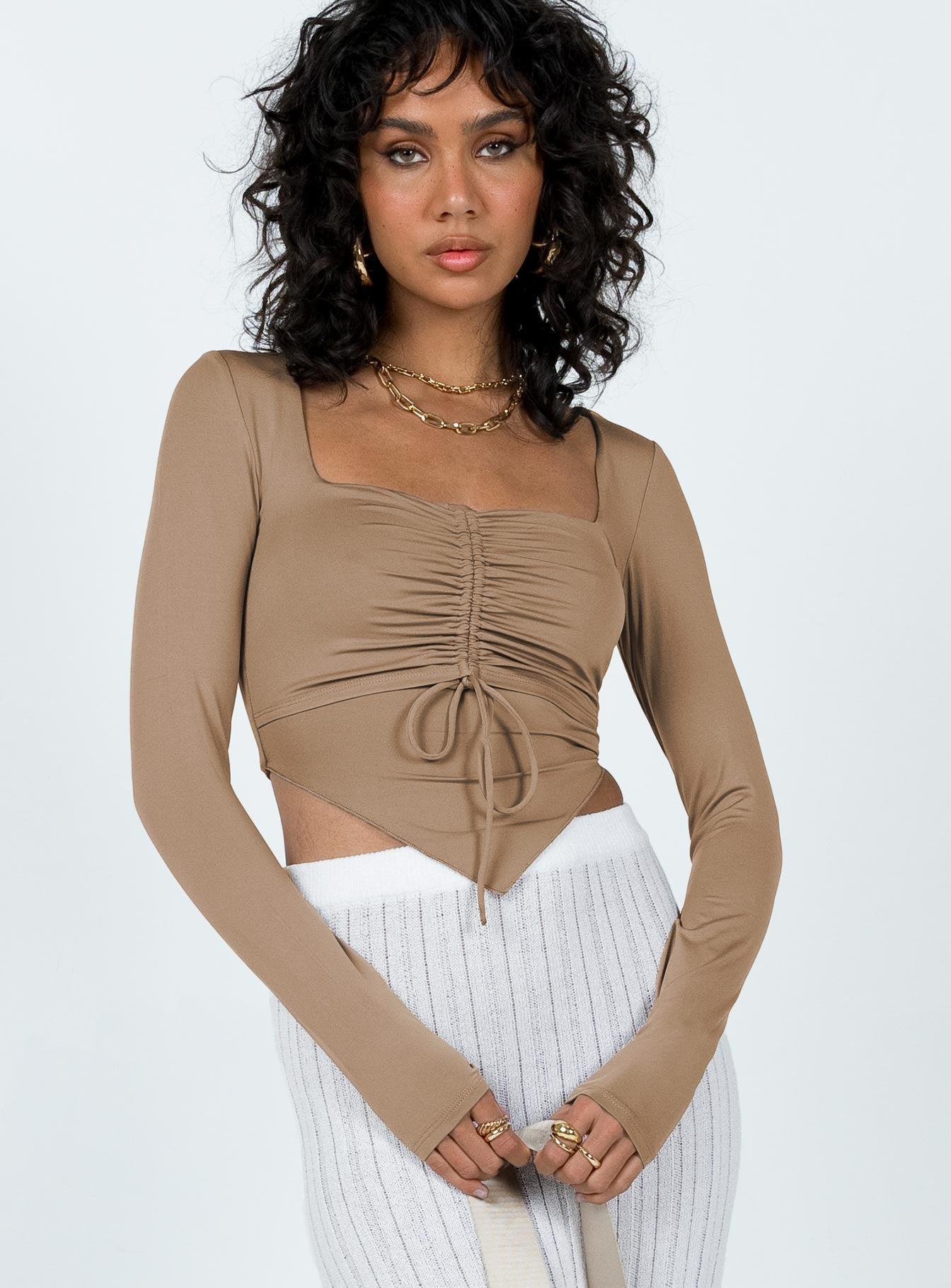 Kenzie Long Sleeve Top Brown-Vipp Girl