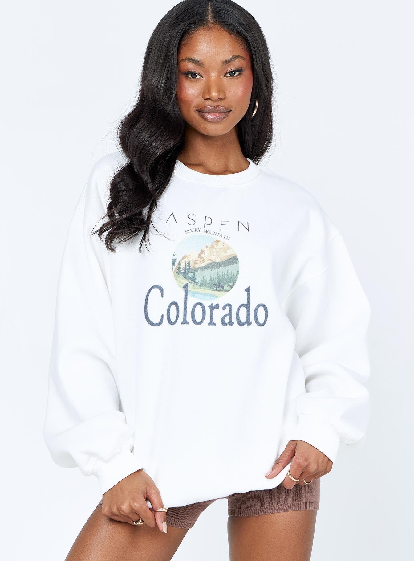 Colorado Oversized Crewneck Sweatshirt White-Vipp Girl