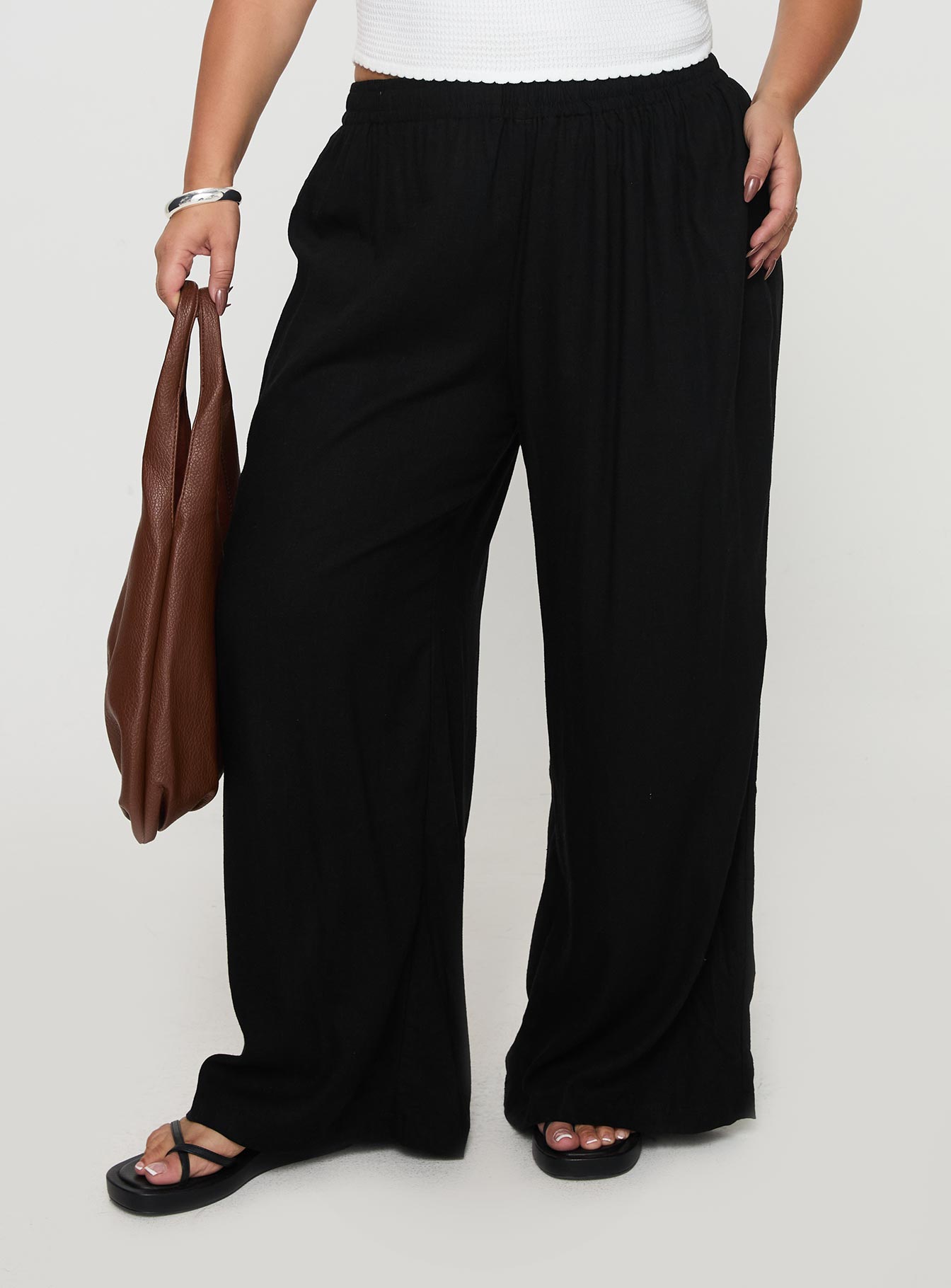 Louis Linen Blend Pants Black Curve-Vipp Girl